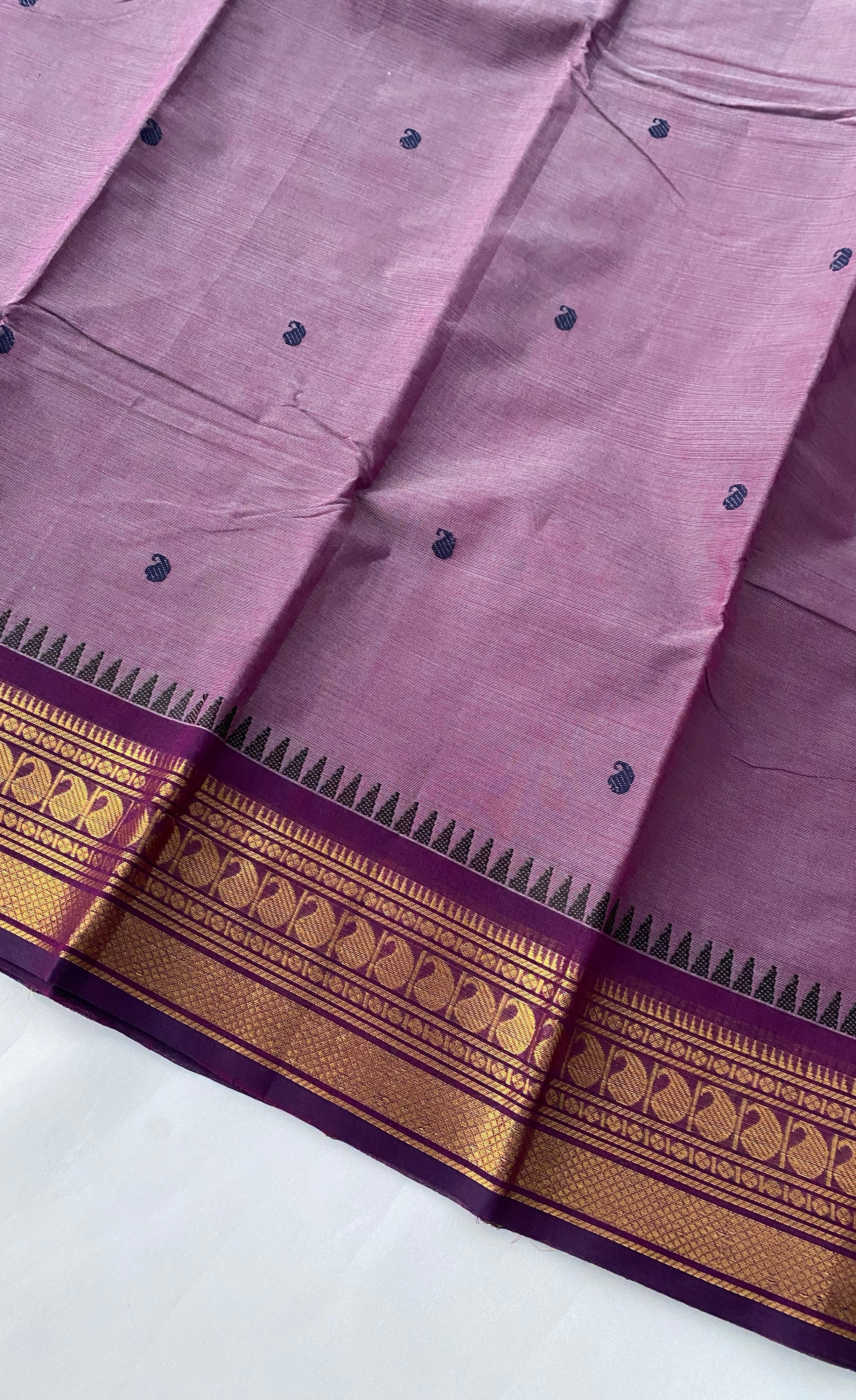 Chettinad Cotton Saree - Mauve tone and Dark Purple shade