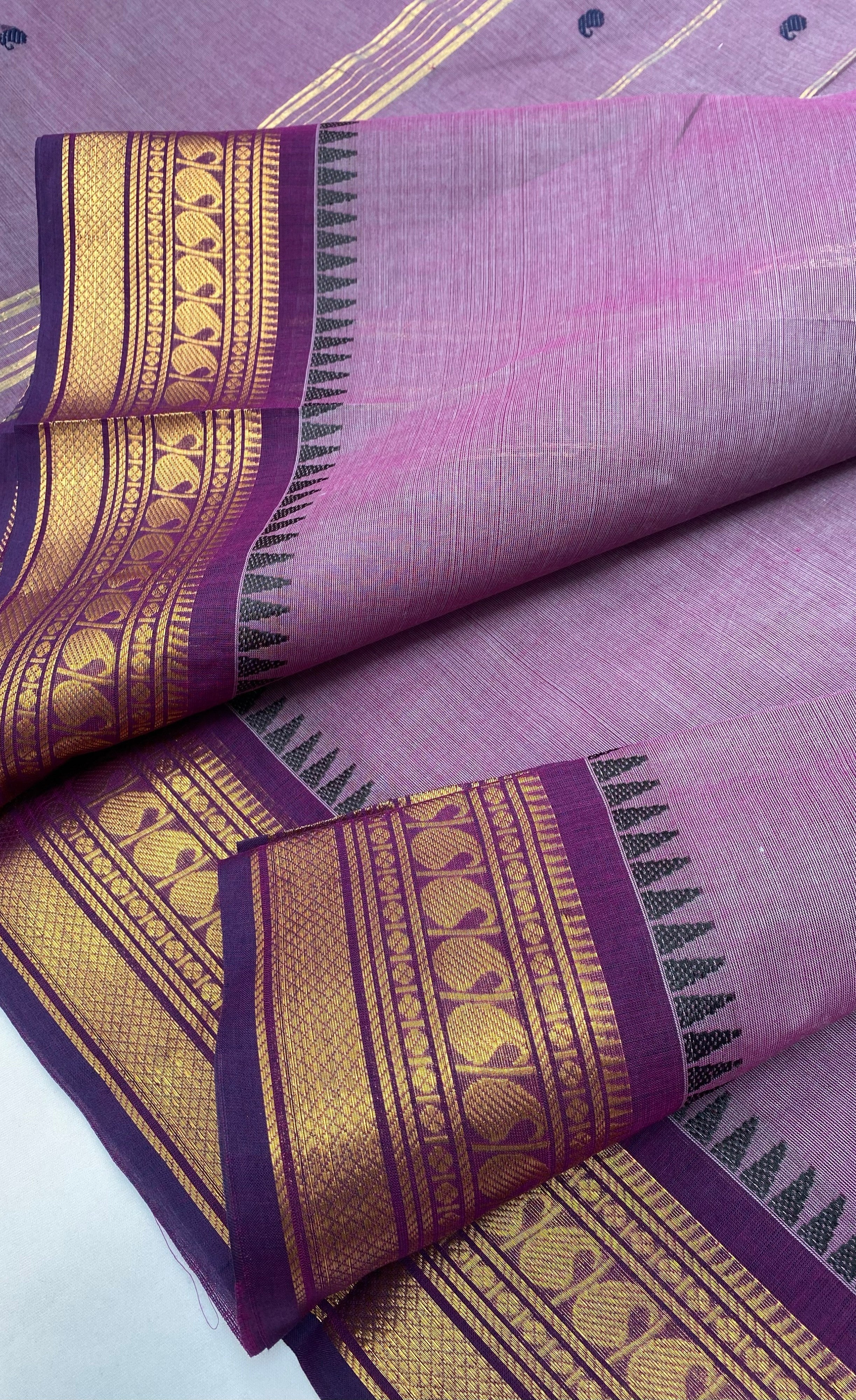 Chettinad Cotton Saree - Mauve tone and Dark Purple shade