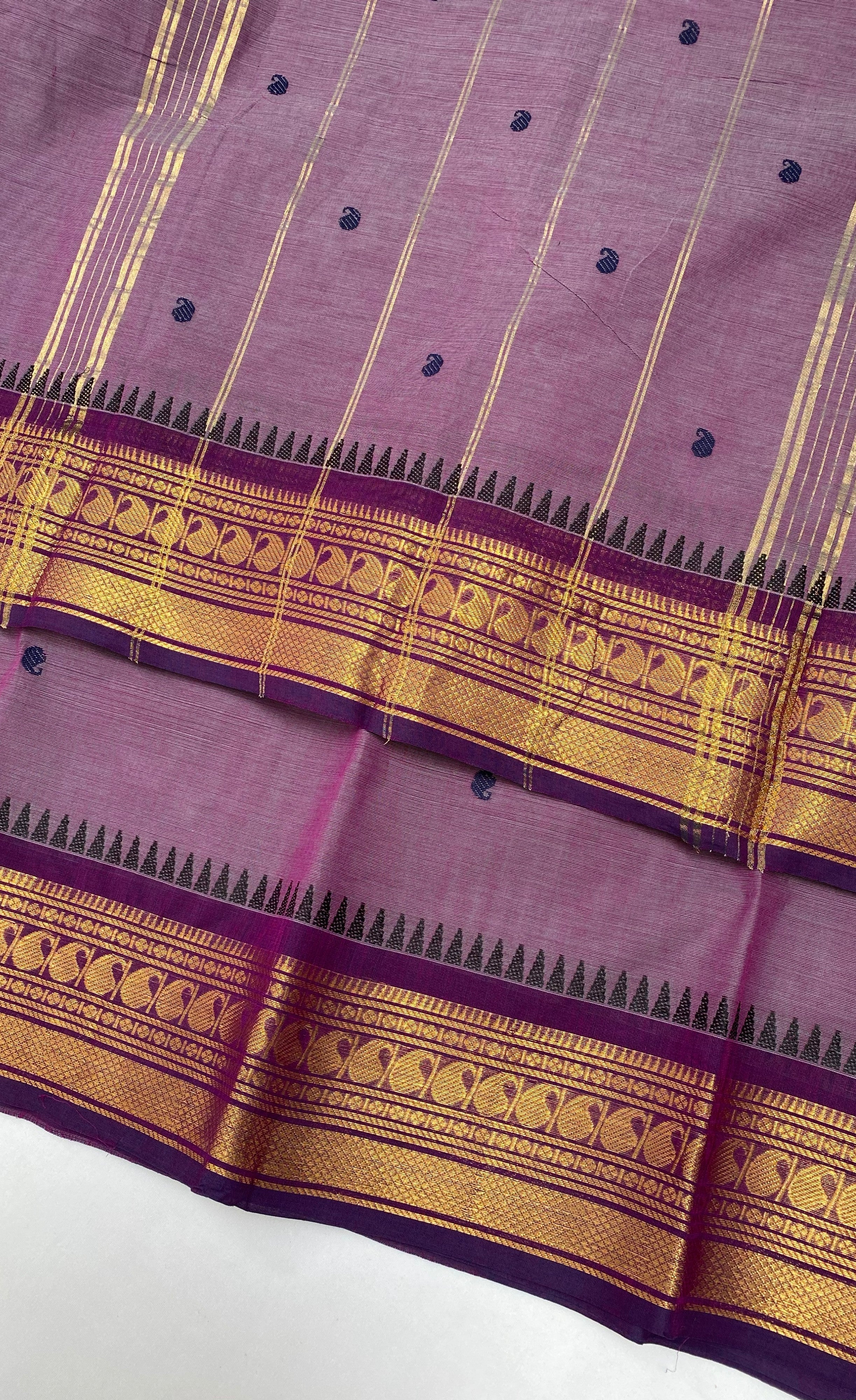 Chettinad Cotton Saree - Mauve tone and Dark Purple shade