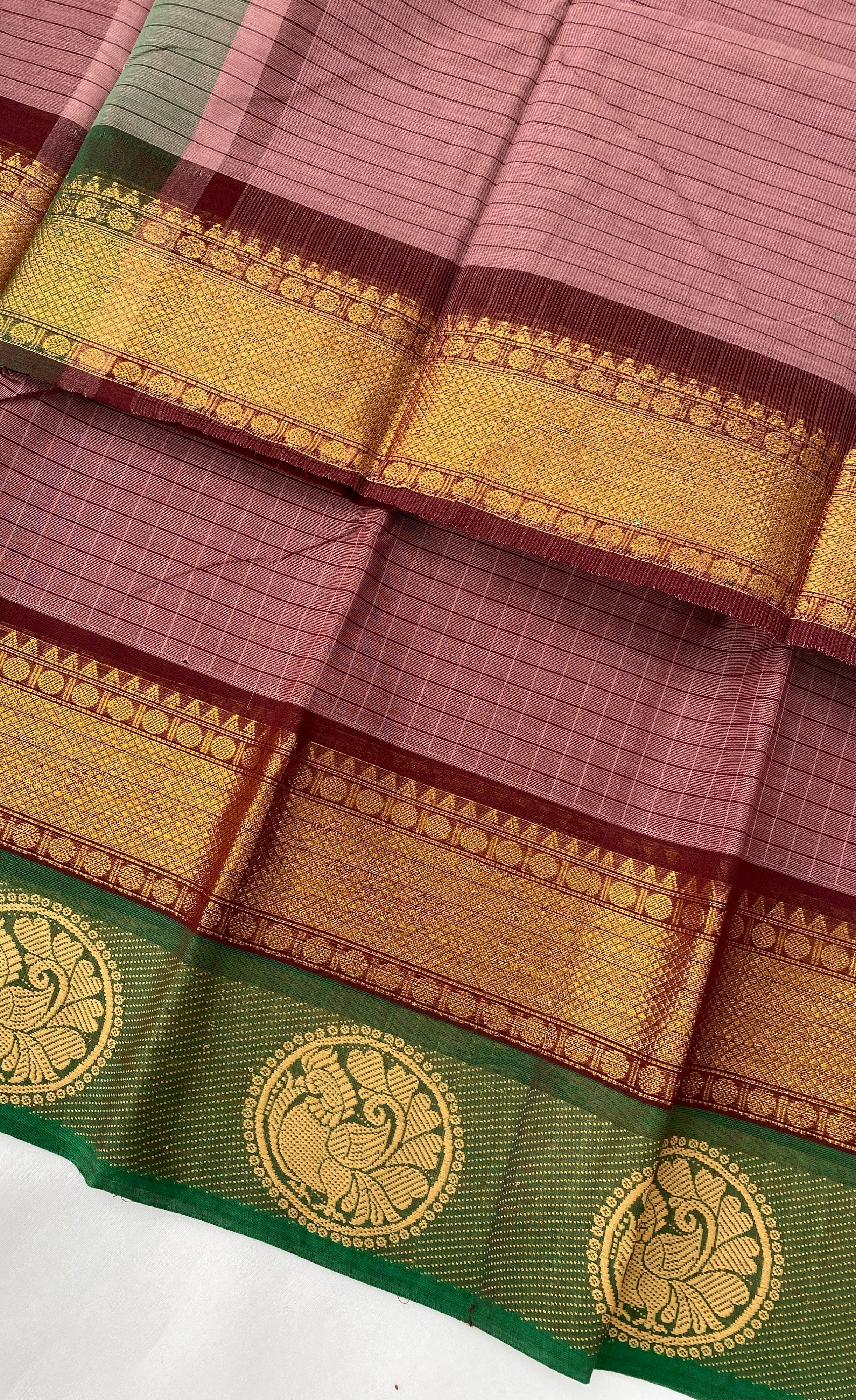 Chettinad Cotton Saree - Mauve tone and Deep green shade