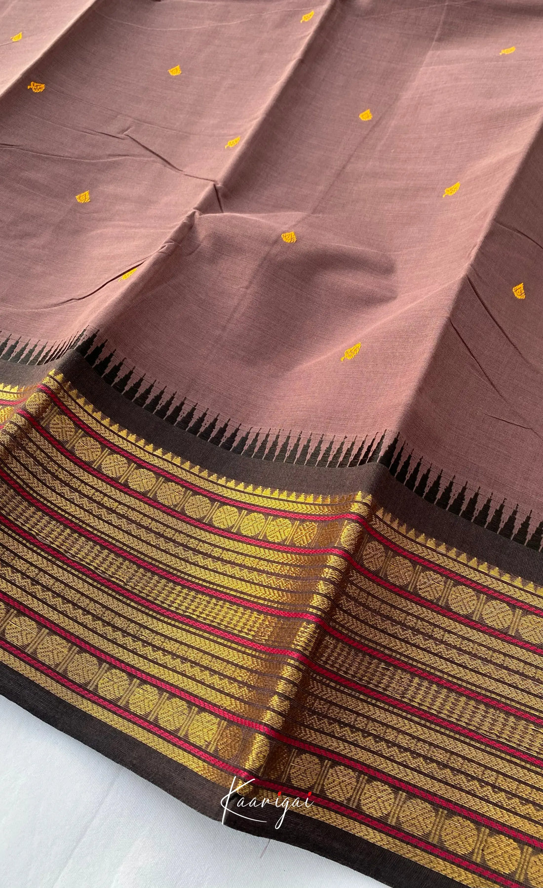 Chettinad Cotton Saree - Dark mauve with Brownish Purple Sarees