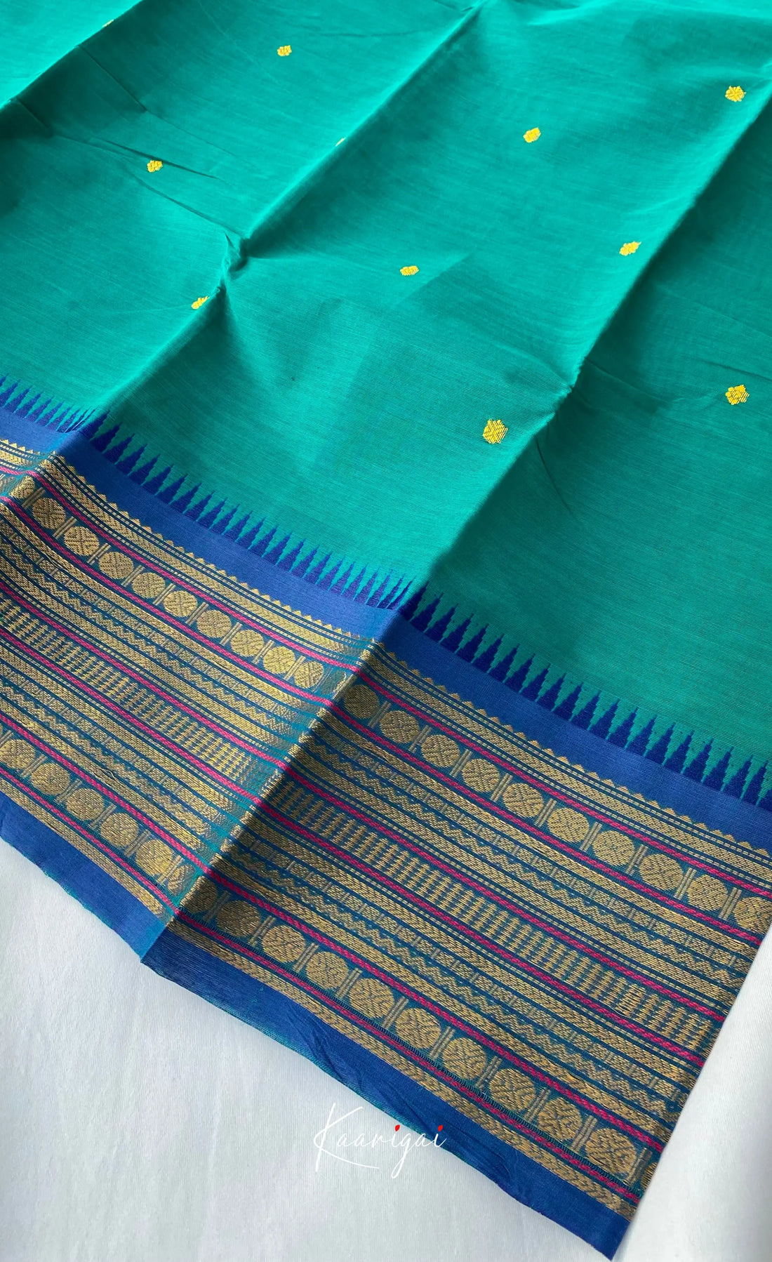 Chettinad Cotton Saree - Dark teal with Blue Sarees