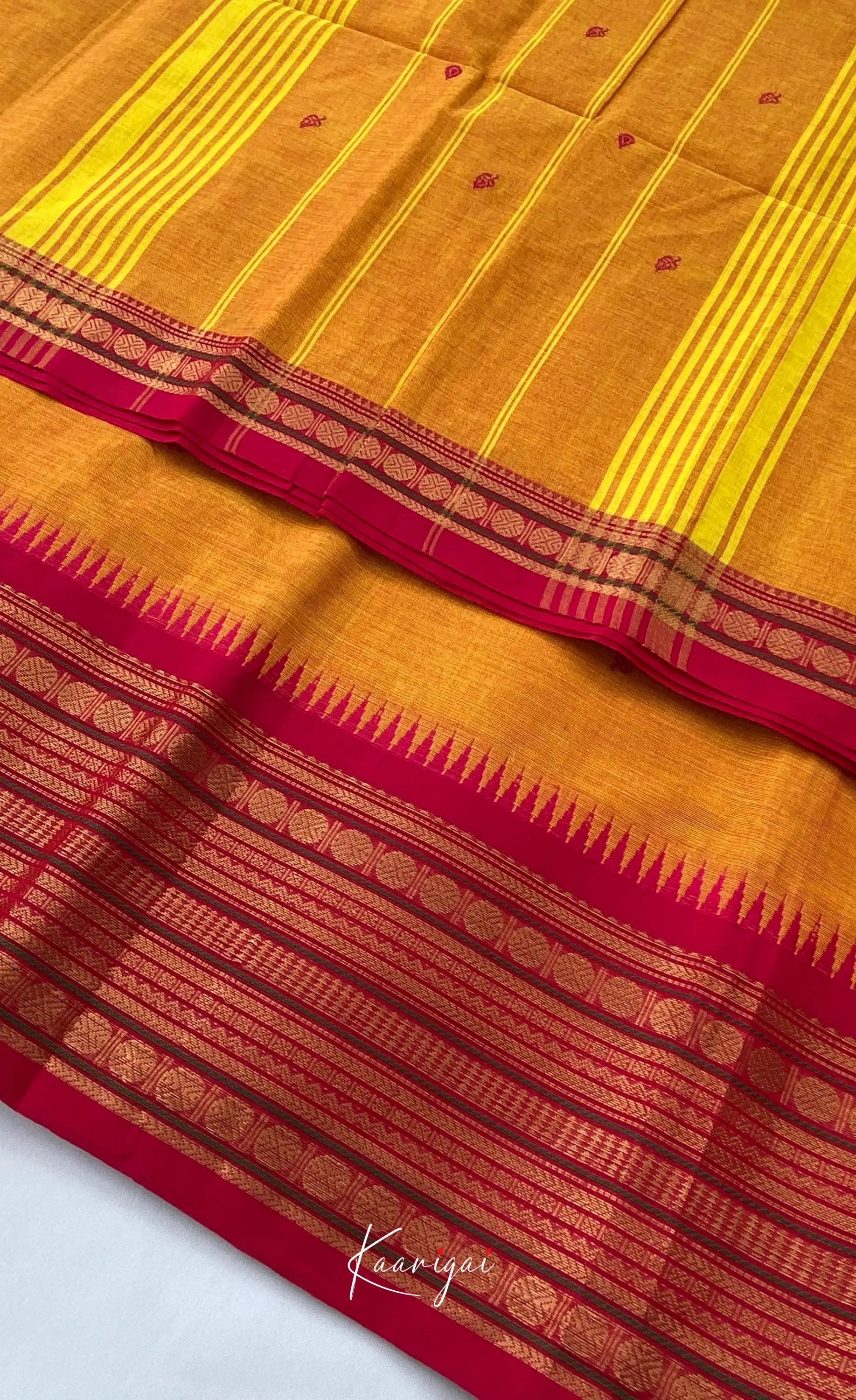 Chettinad Cotton Saree - Dual-tone yellow with Pink Sarees