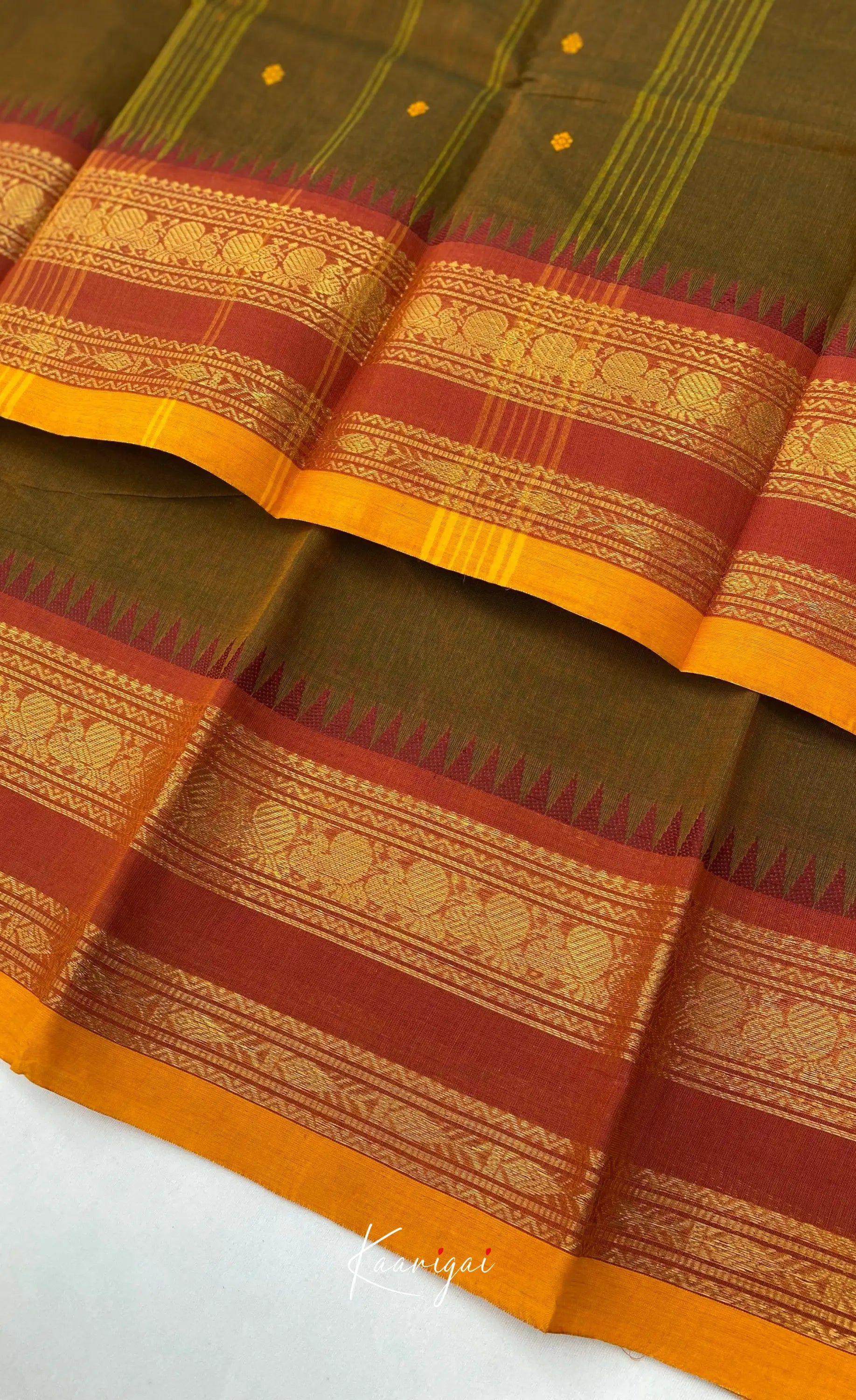 Chettinad Cotton Saree - Earthy brown shade and Maroon tone Sarees