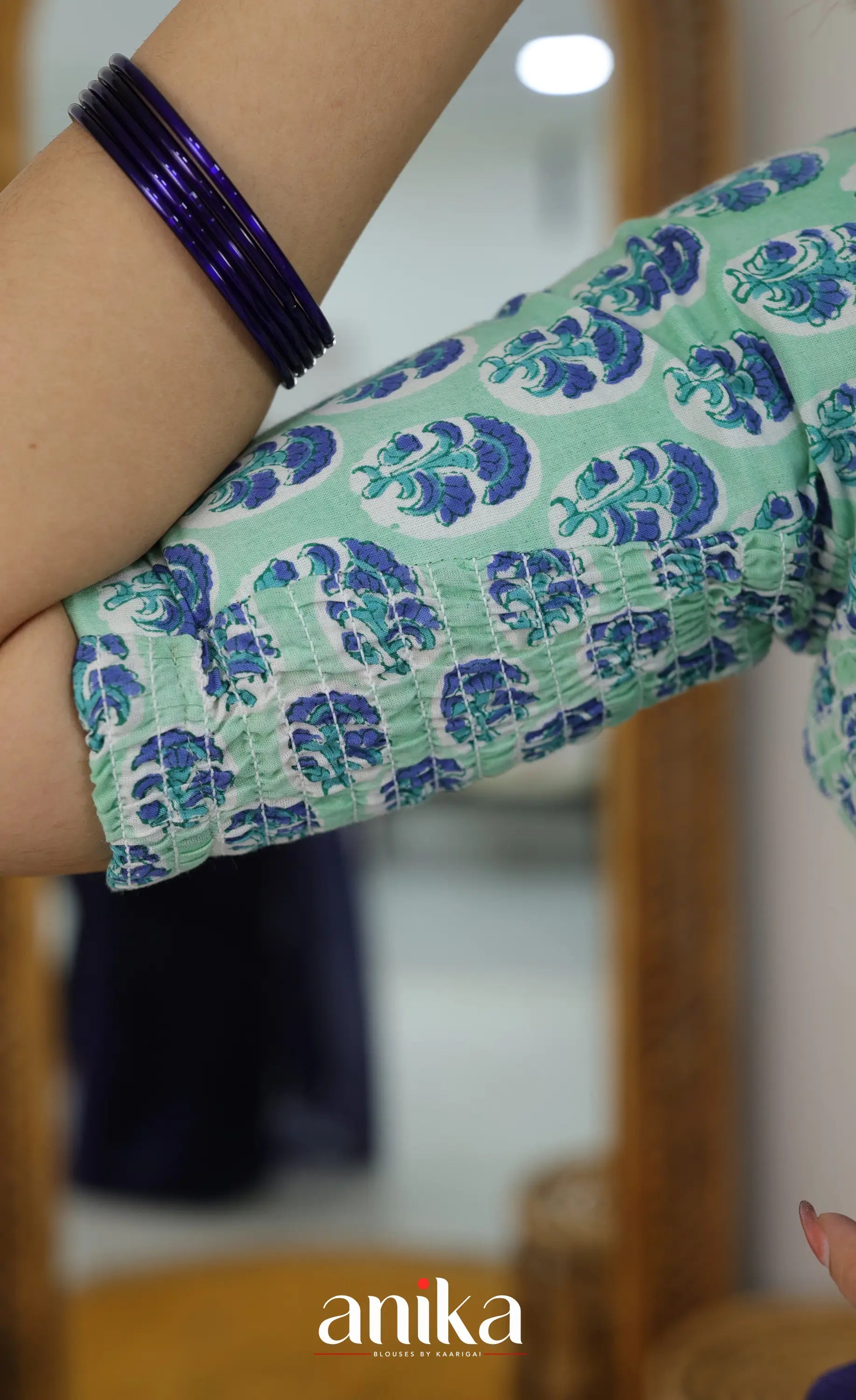 Jaipur Hand Block Printed Stretchable Blouse - white shade