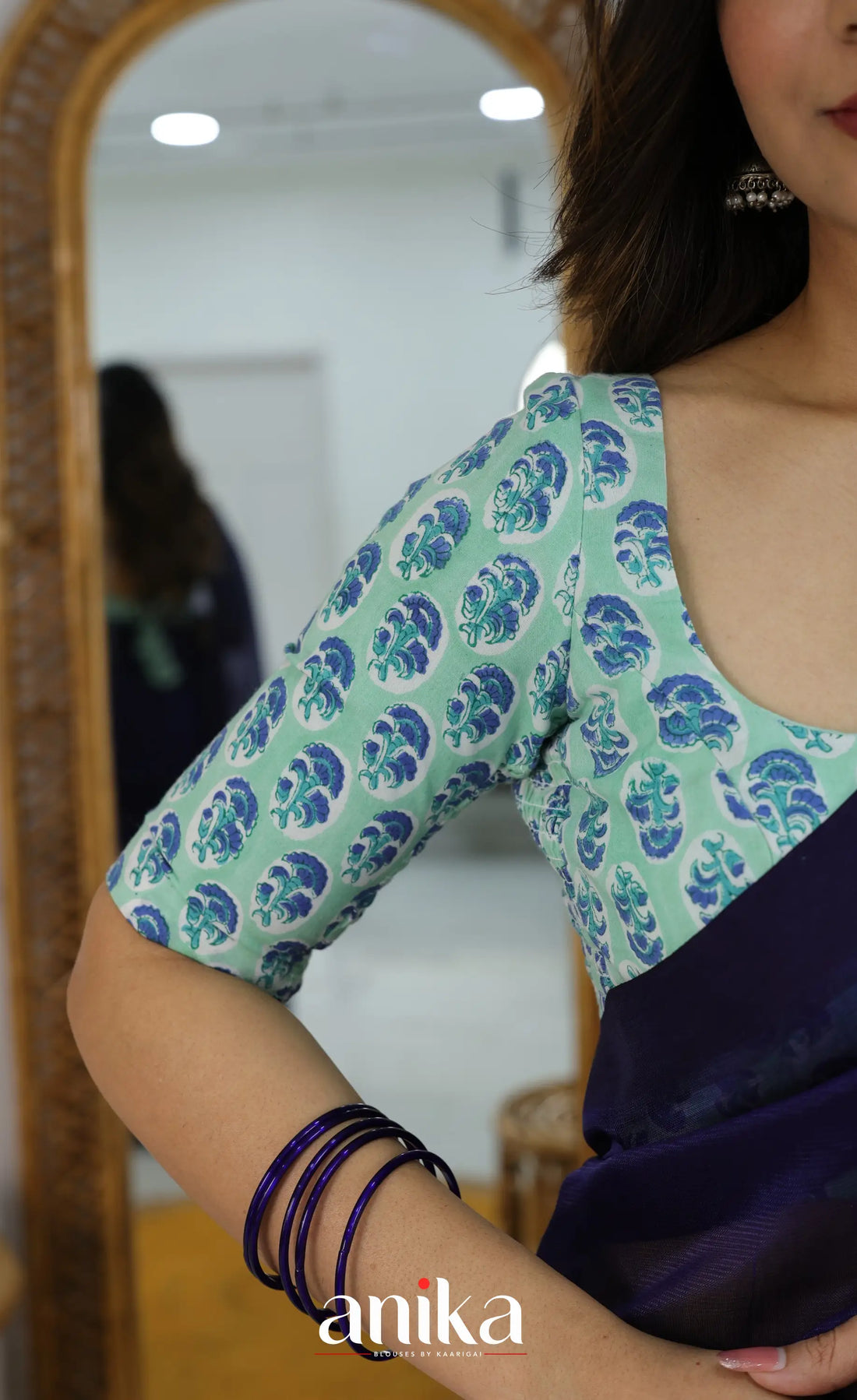 Jaipur Hand Block Printed Stretchable Blouse - white shade