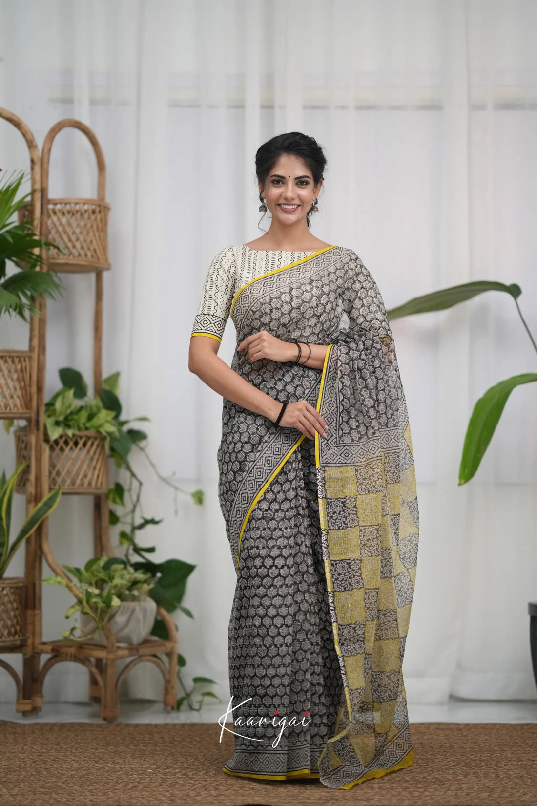 Kamali Kota Saree - Black and Yellow Sarees