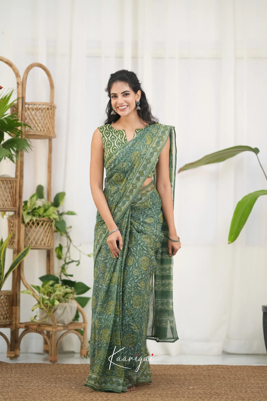 Kamali Kota Saree - Dark Green Sarees