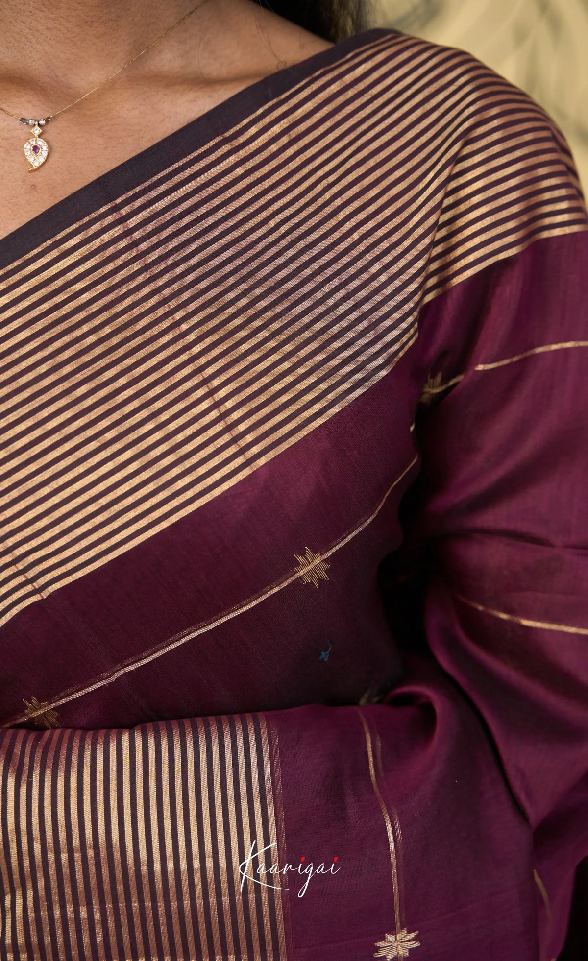 Maanvi Maheswari Silk Cotton Saree - Maroonish wine - Sarees