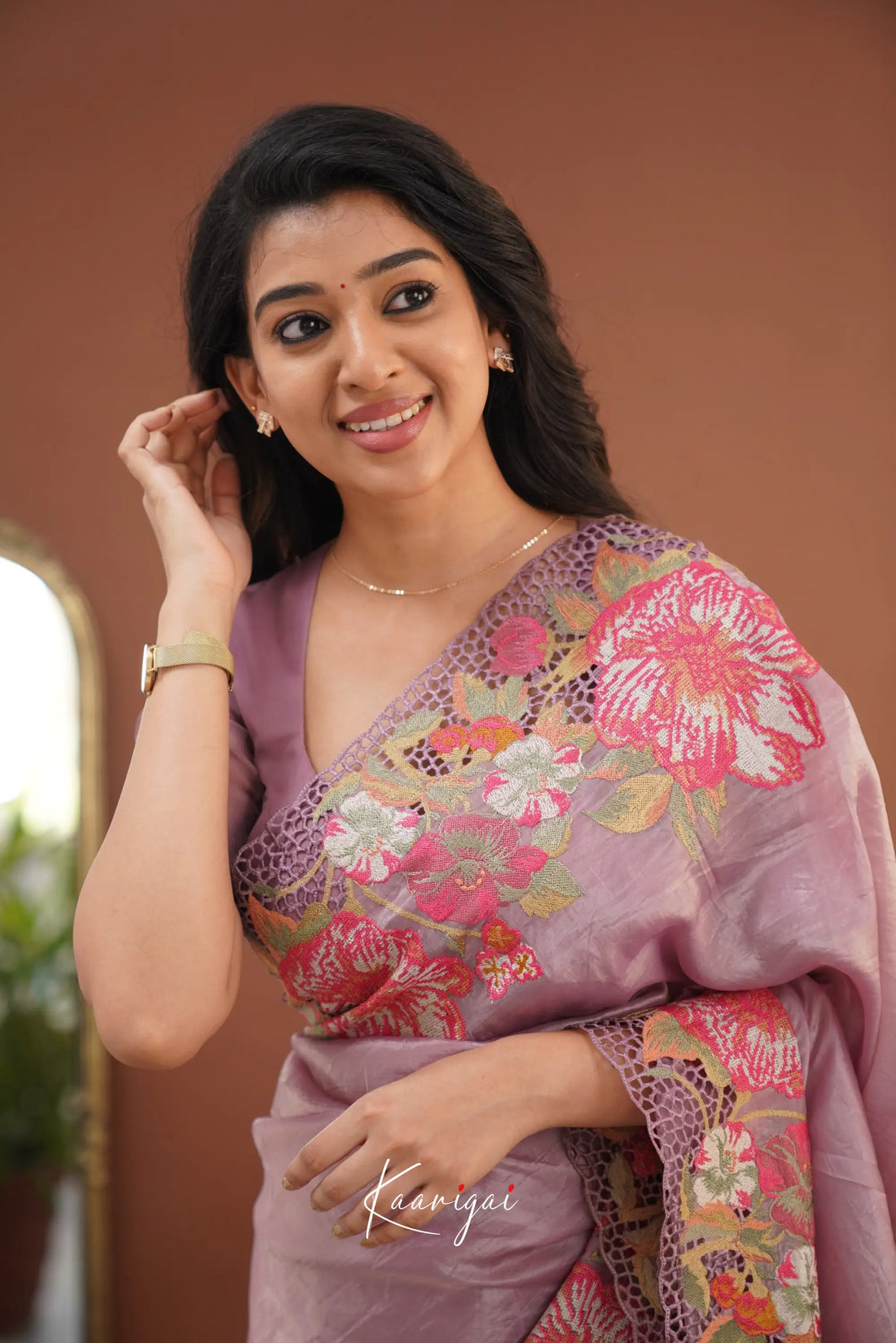 Nakshatra Crushed Tissue Saree - Lavender Sarees