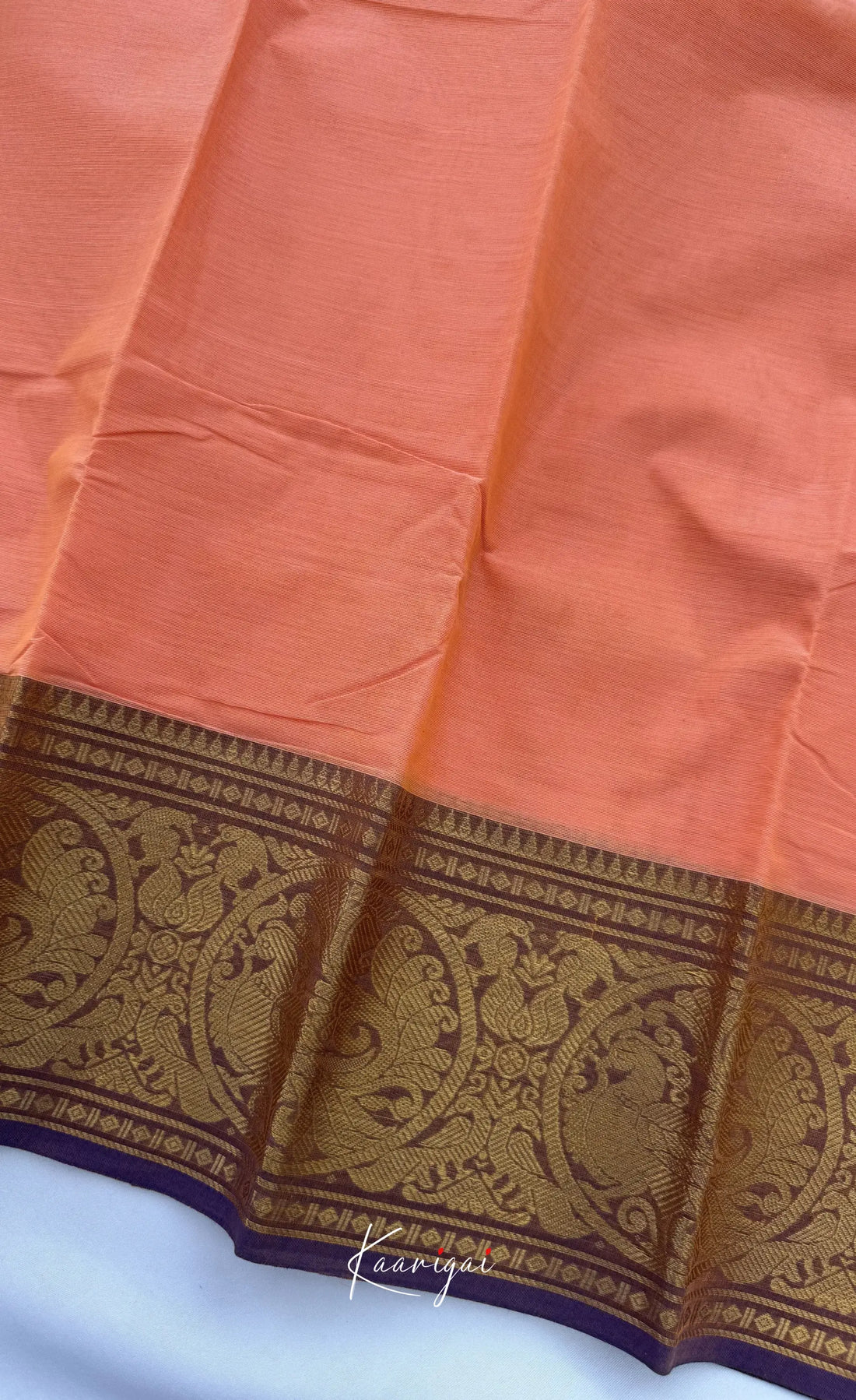 Nalinam - Amber with Purple Maroon Chettinad Cotton Saree Sarees
