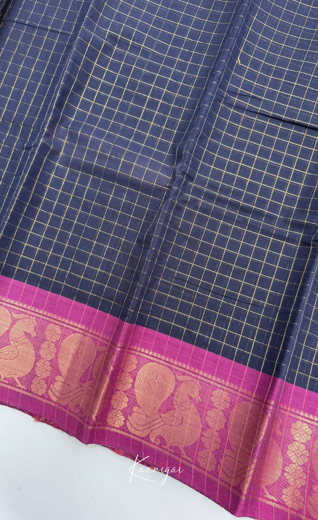 Nalinam - Dark Navy and Purple Chettinad Cotton Saree - Sarees