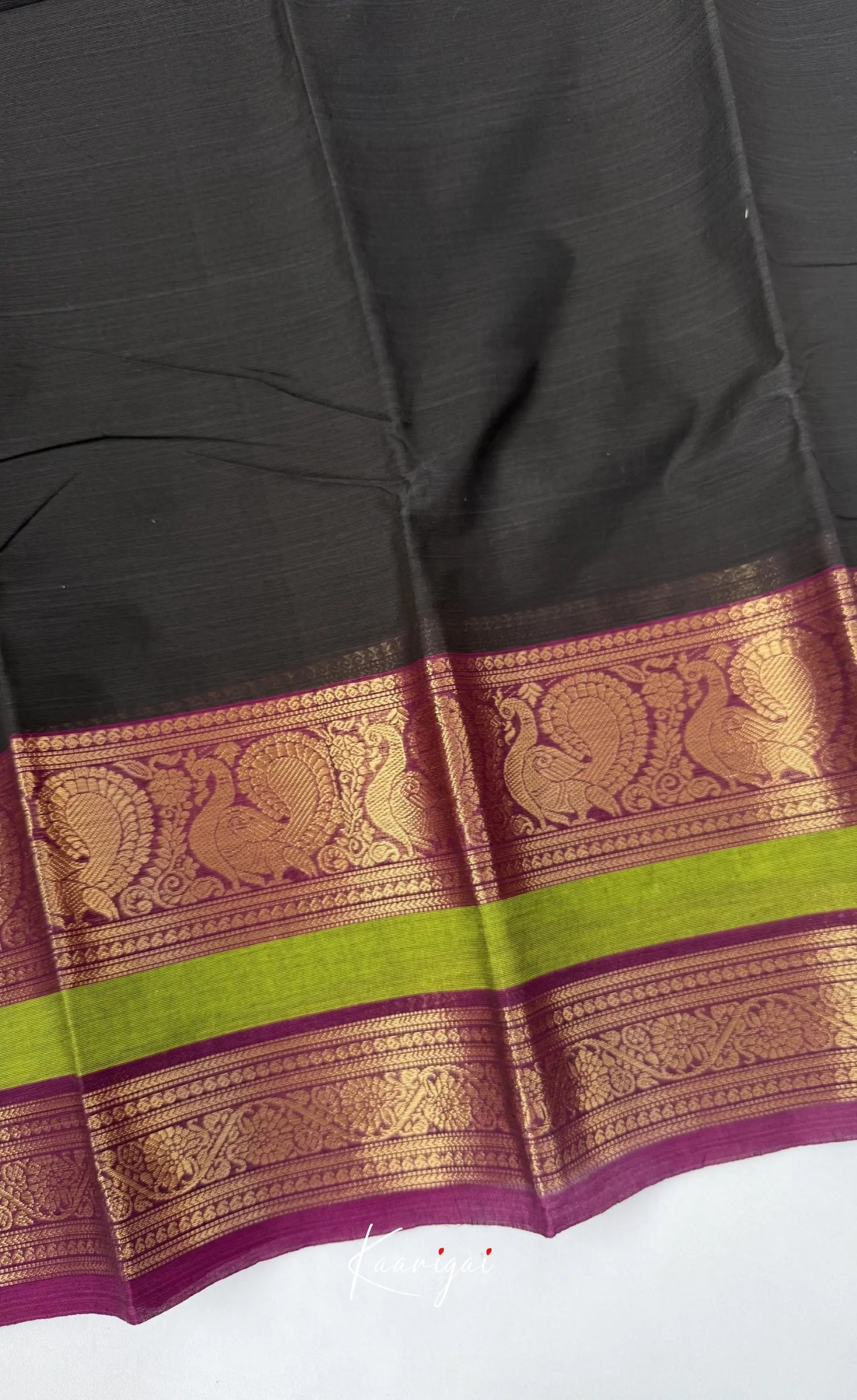 Nalinam - Dual tone black and Purple Chettinad Cotton Saree - Sarees