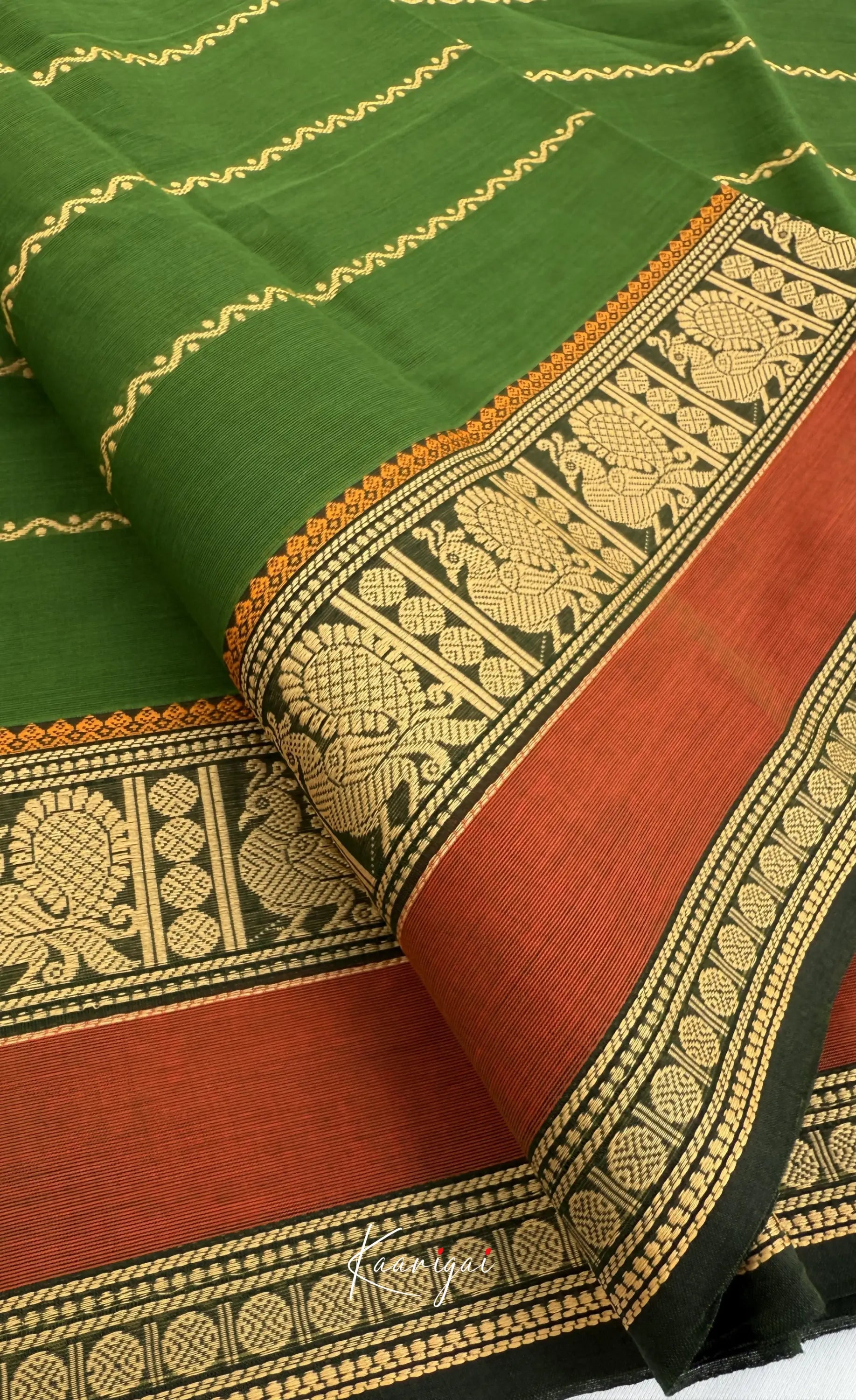 Nalinam - Green and Maroon Chettinad Cotton Saree - Sarees