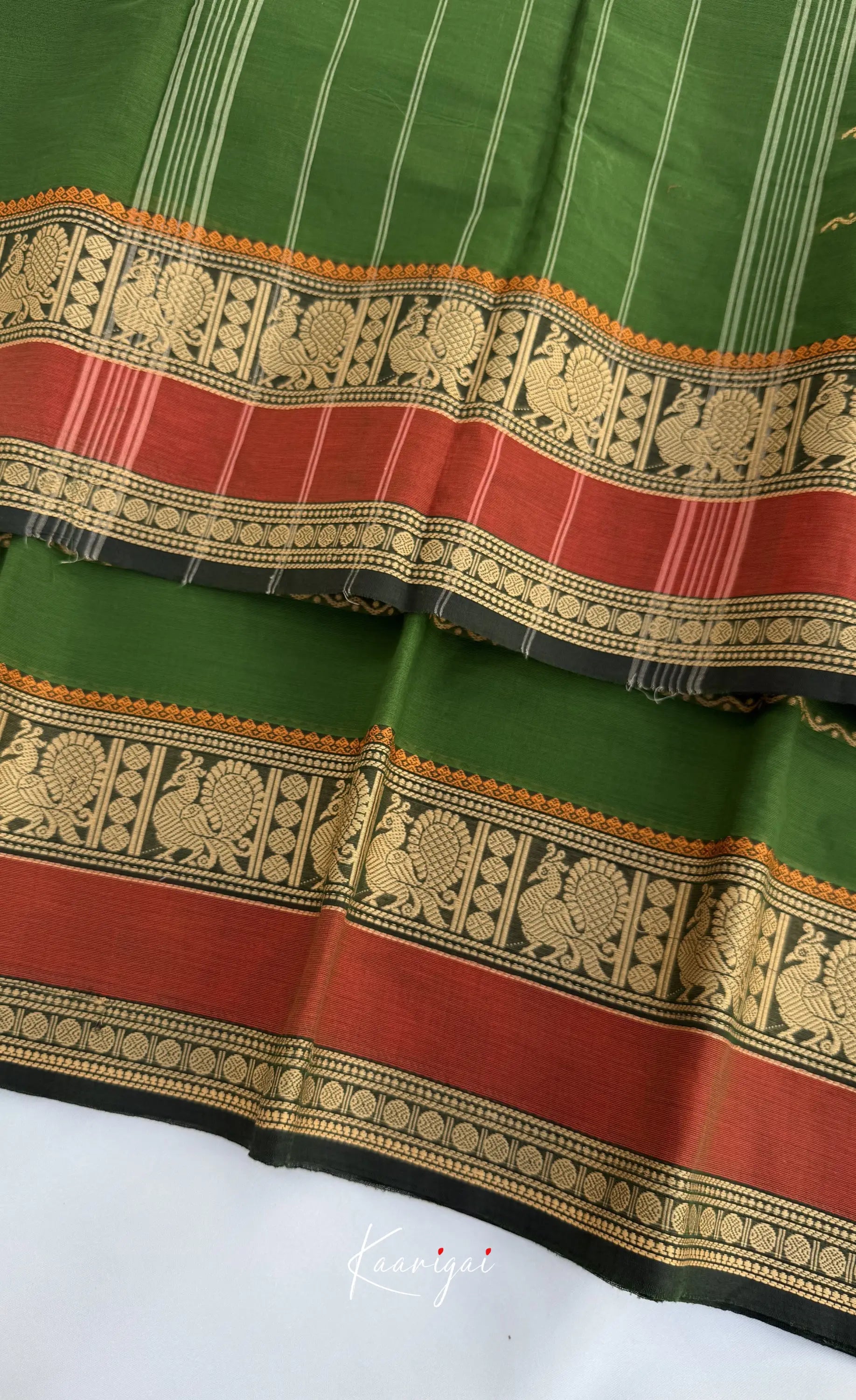 Nalinam - Green and Maroon Chettinad Cotton Saree - Sarees
