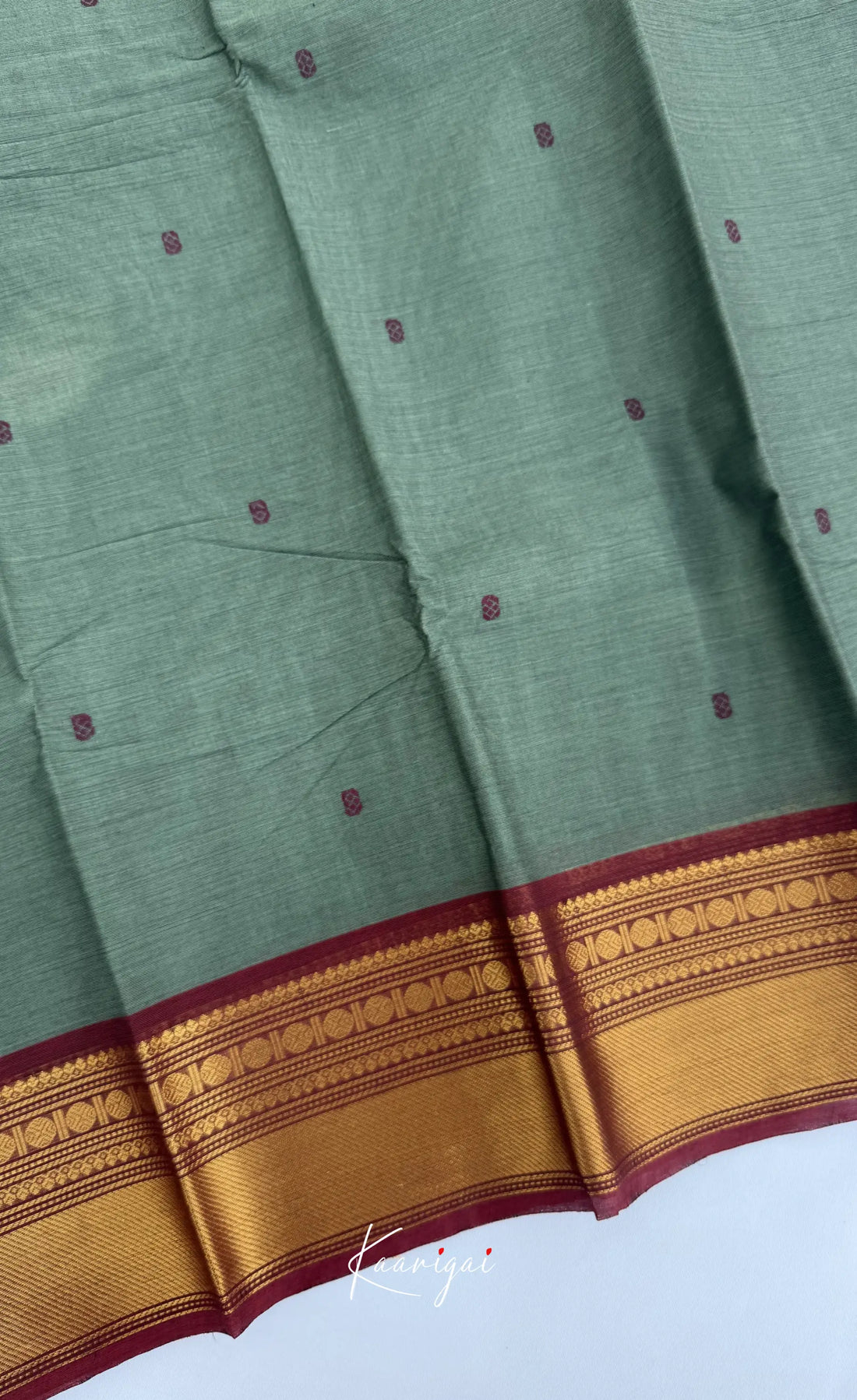 Nalinam - Grey and Maroon Chettinad Cotton Saree - Sarees