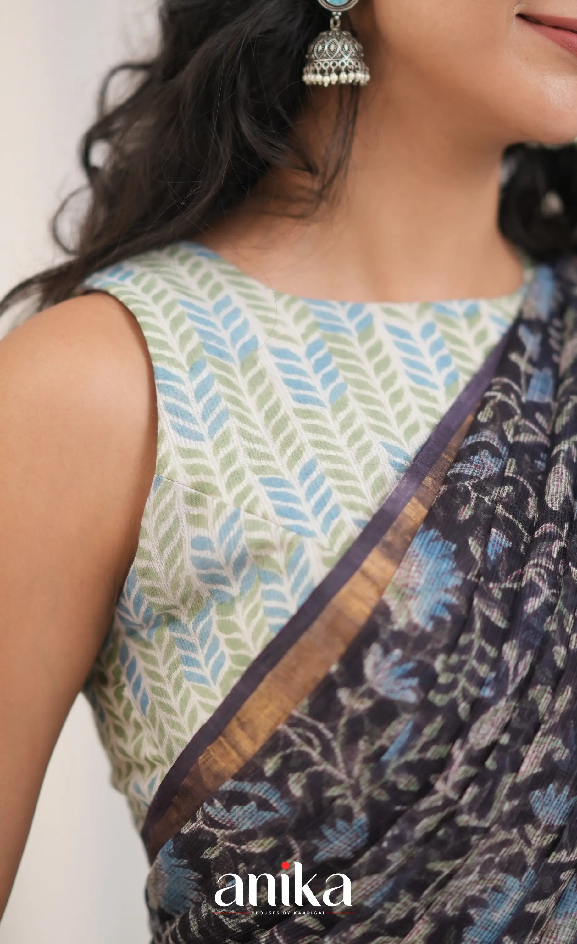 Off white- Hand Block Printed Cotton Blouse