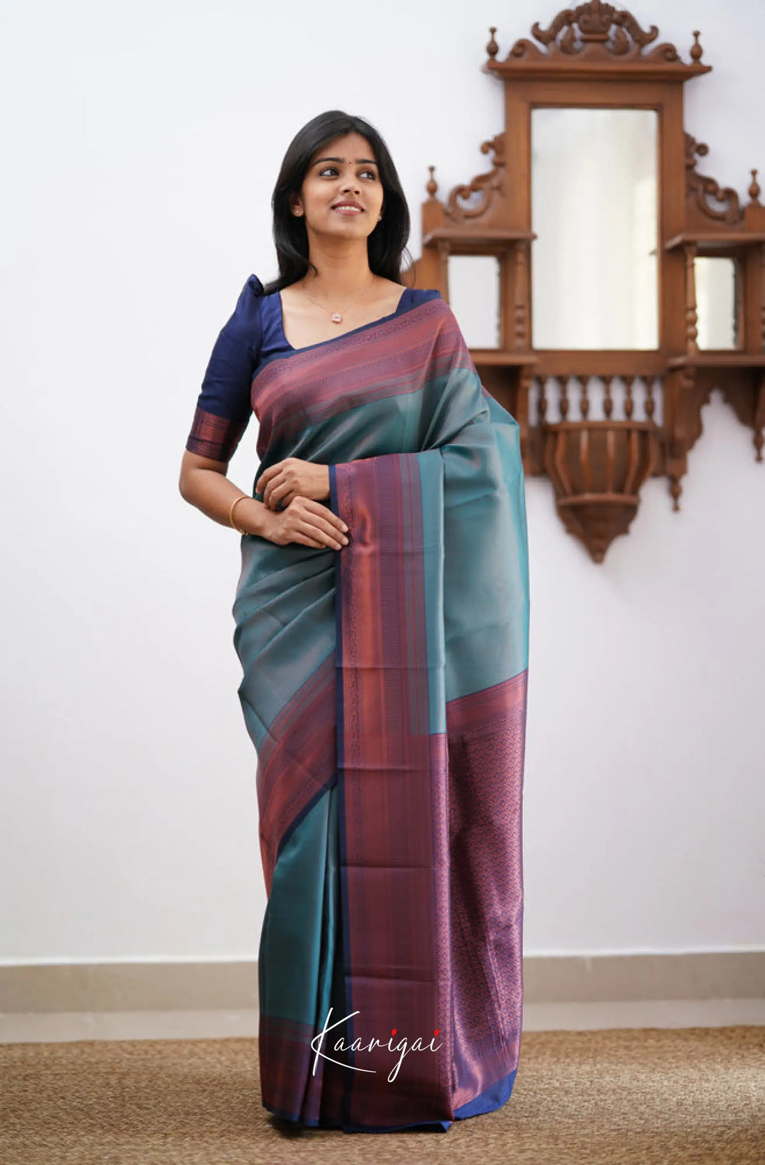 Sita - Teal Blue Semi Silk Saree Sarees