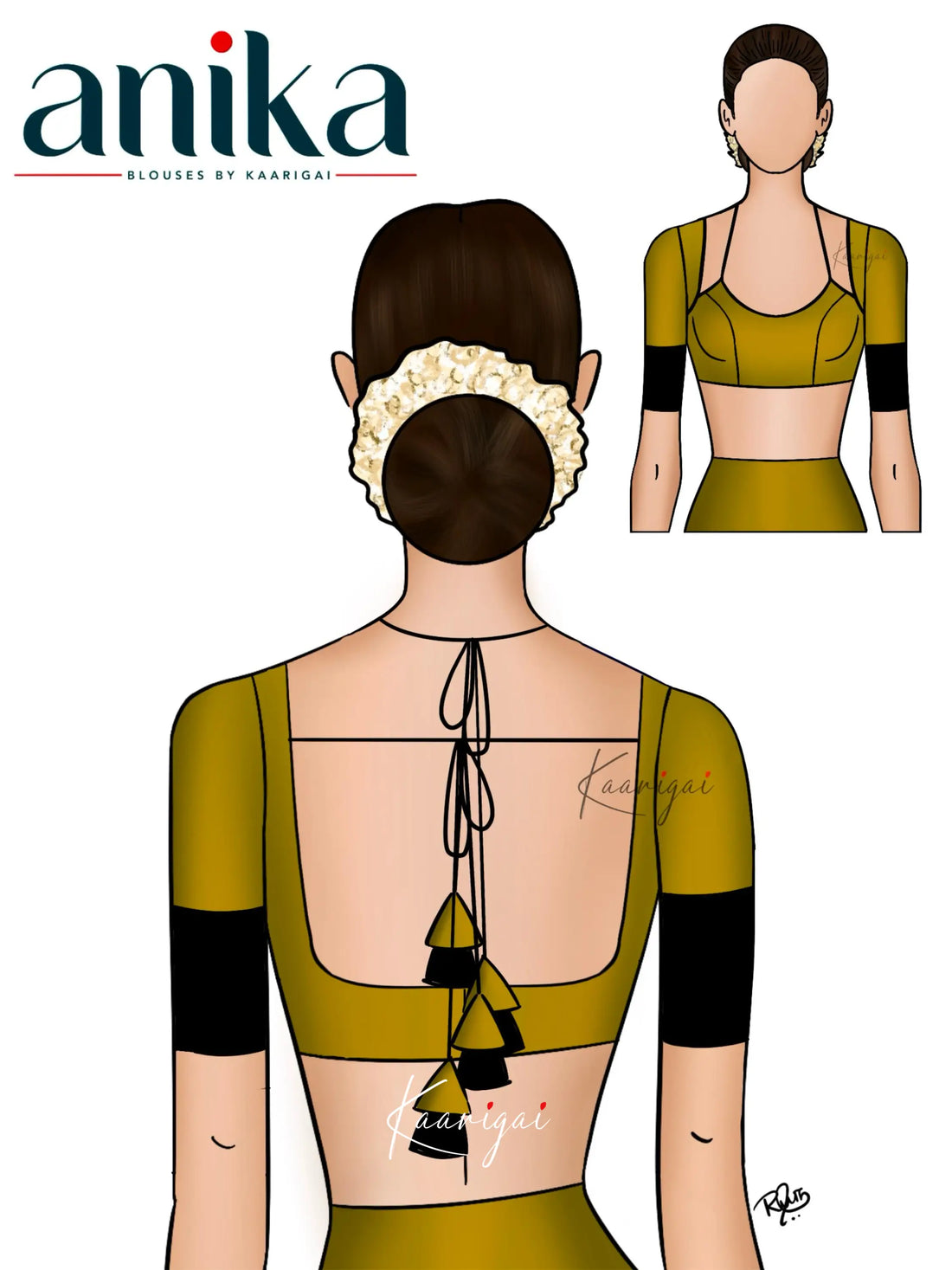 Vinathi - Antique Gold and Black Tissue Organza Saree Sarees