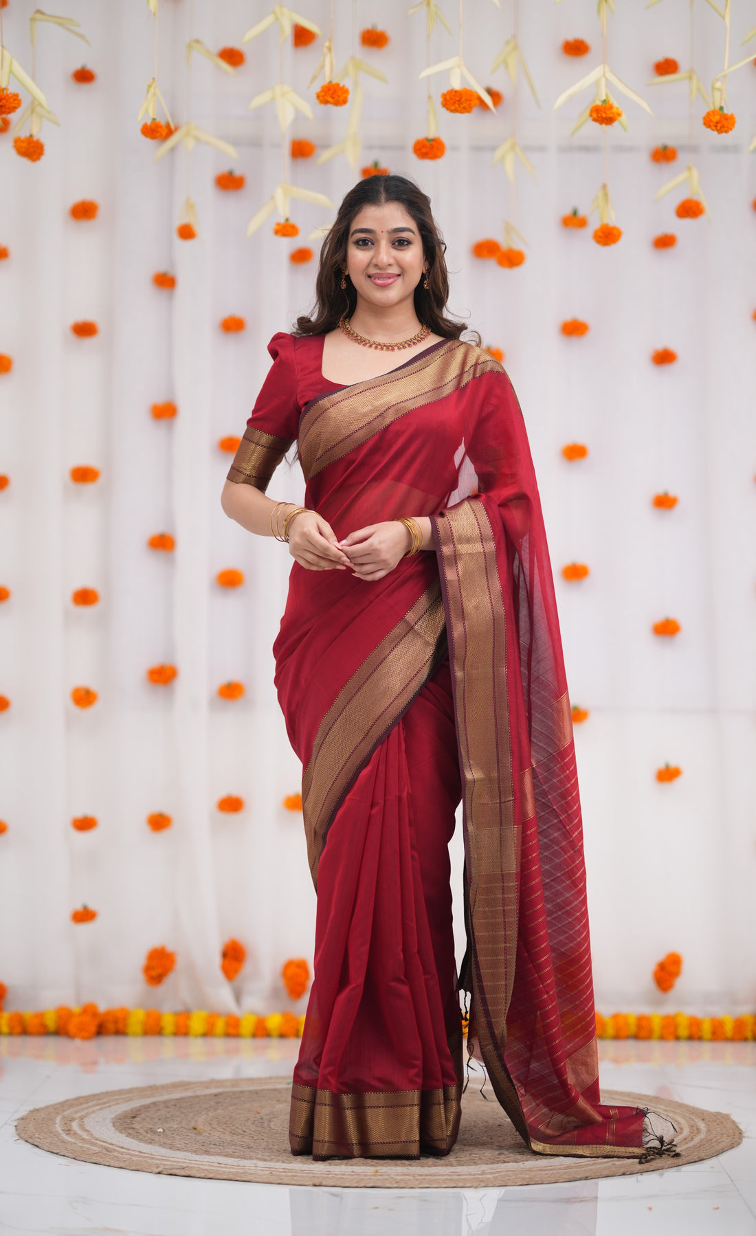 Maanvi Maheswari Silk Cotton Saree - Burgundy Violet