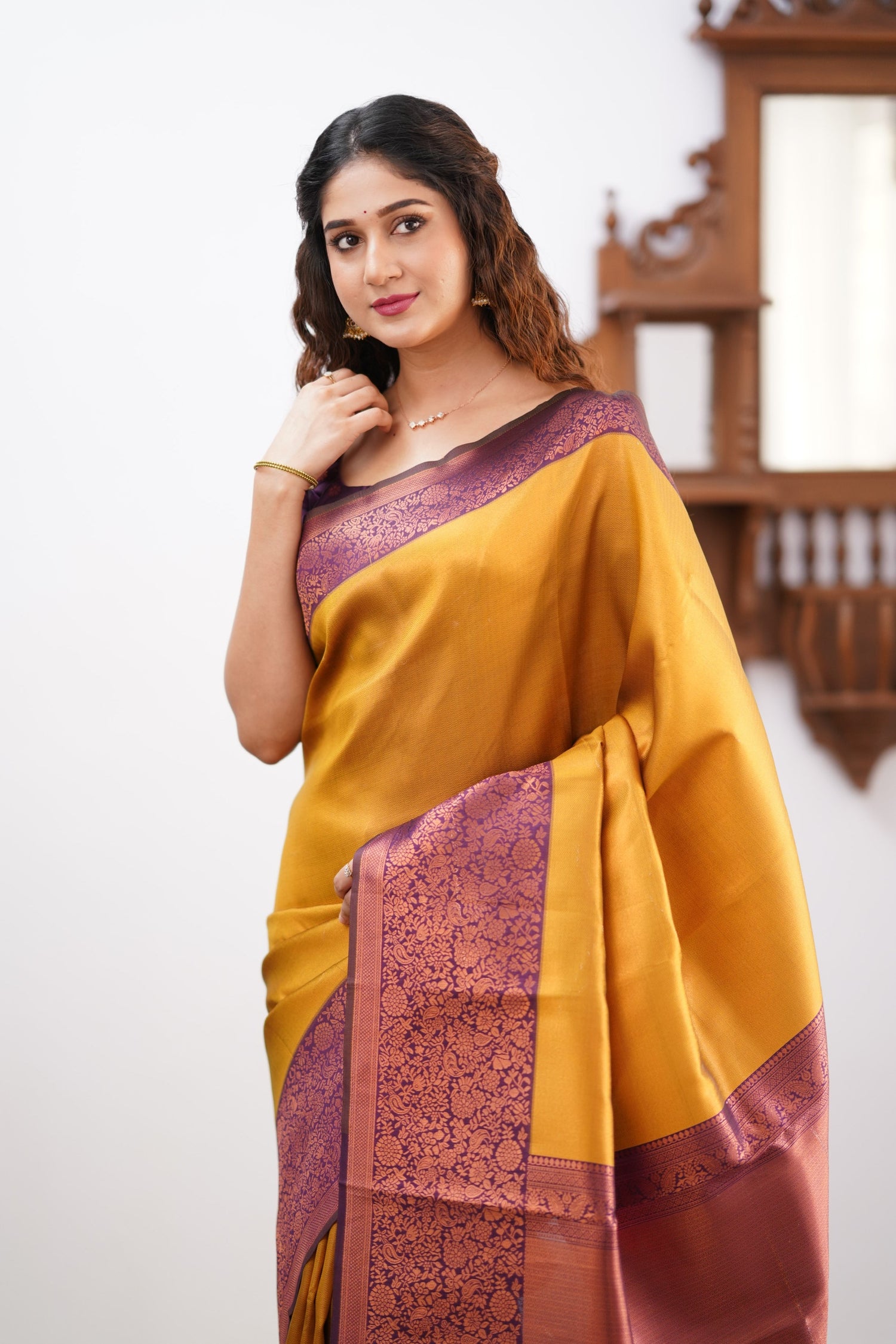 Sita Blended Silk Saree - Yellow and Magentaish Purple