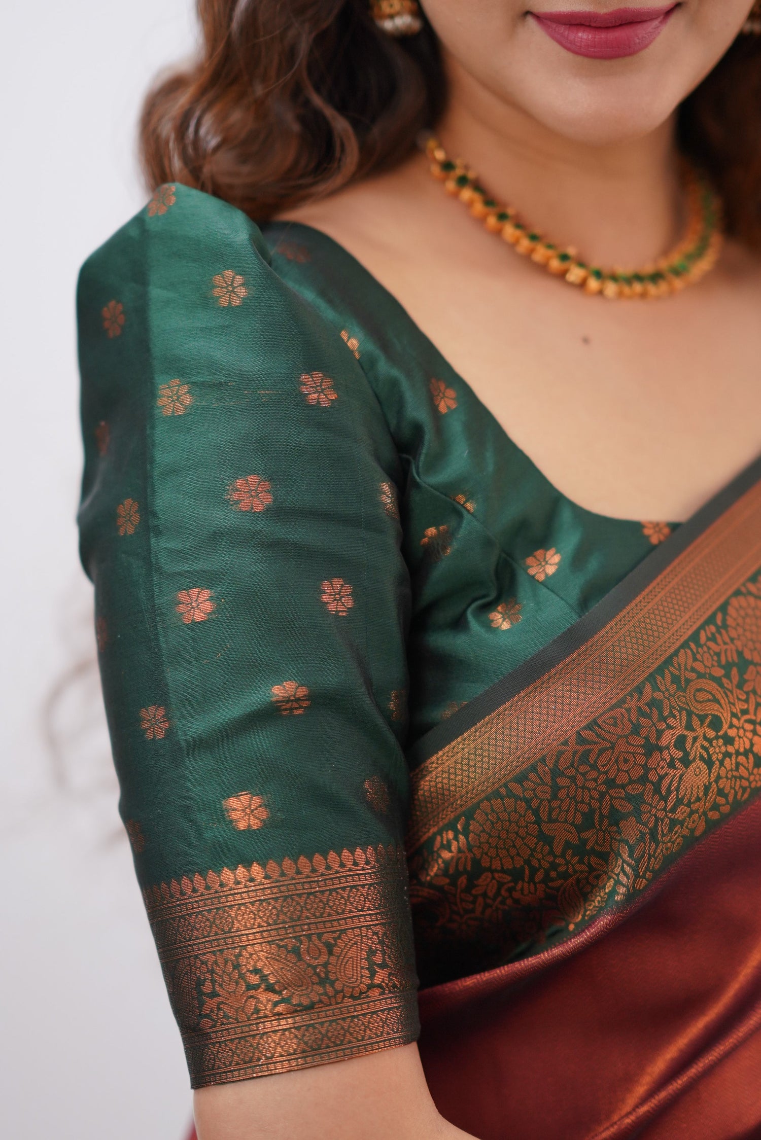 Sita Blended Silk Saree - Maroon and Bottle Green