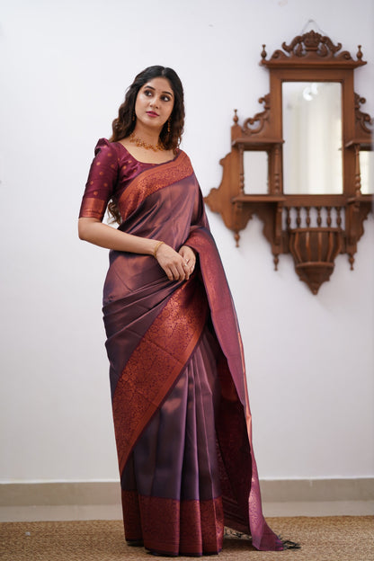 Sita Blended Silk Saree - Navy Blue and Maroon