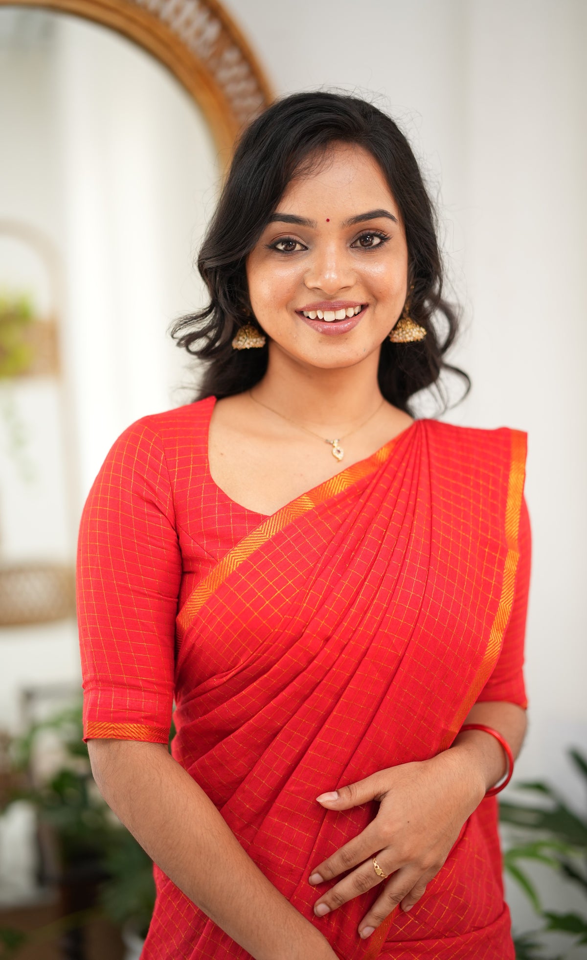 Saaral Purple with Red Half &amp; Half Sungudi Saree