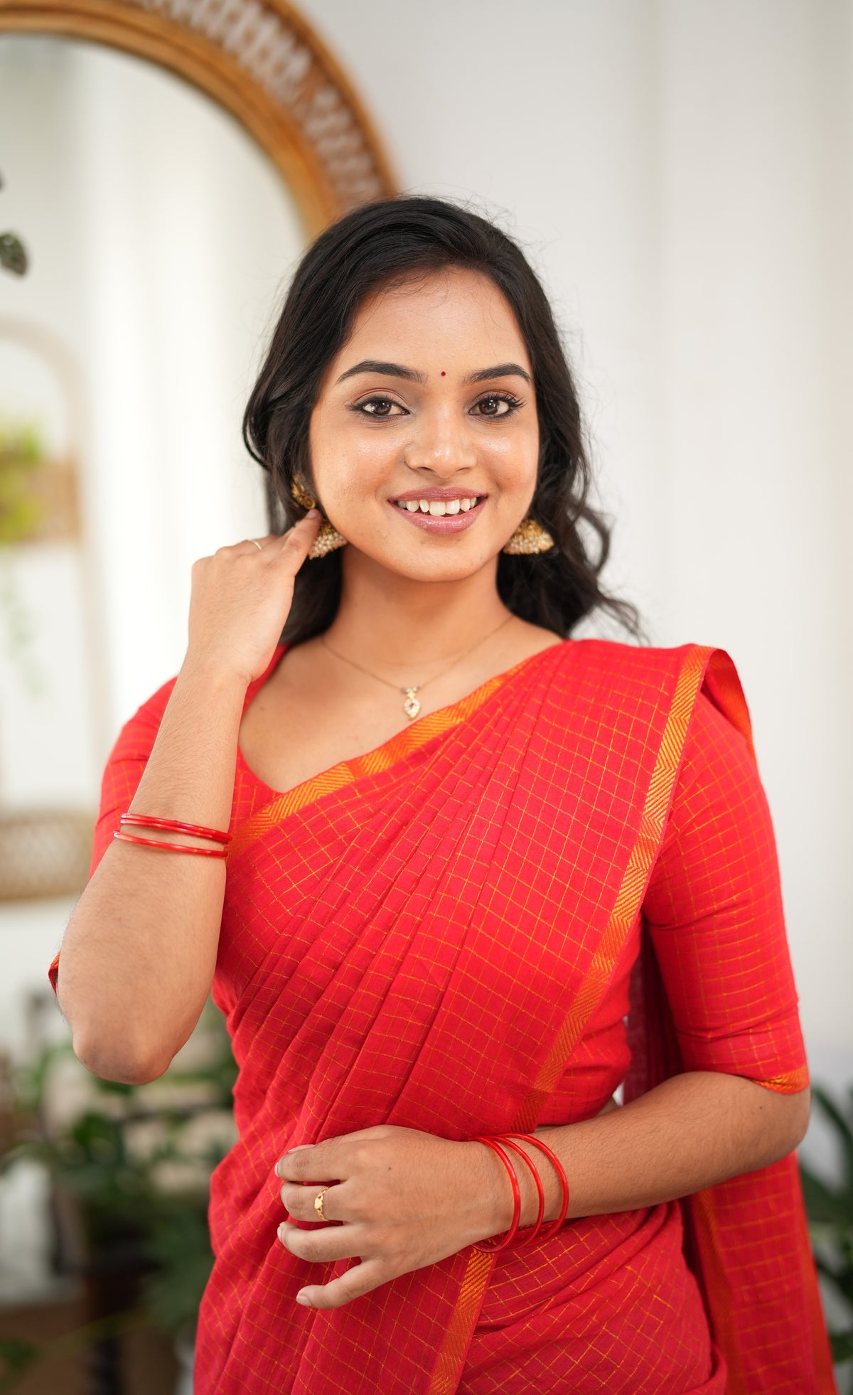 Saaral Purple with Red Half &amp; Half Sungudi Saree