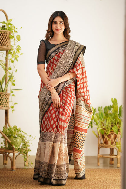 Mayuri Maheswari Saree - Red and Black