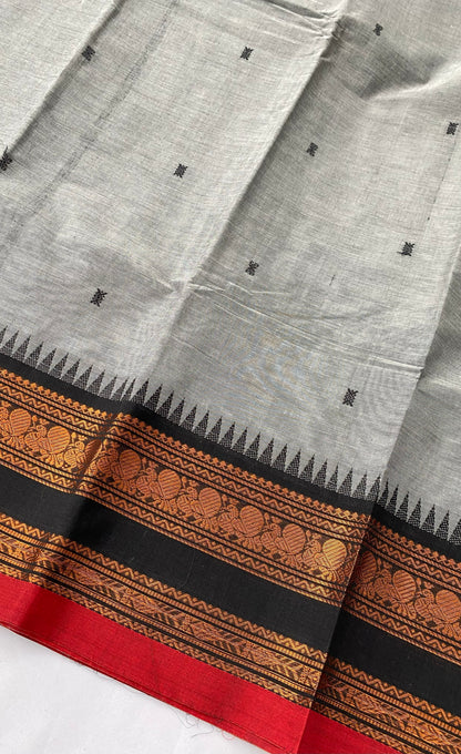 Chettinad Cotton Saree -   Grey tone and Black shade