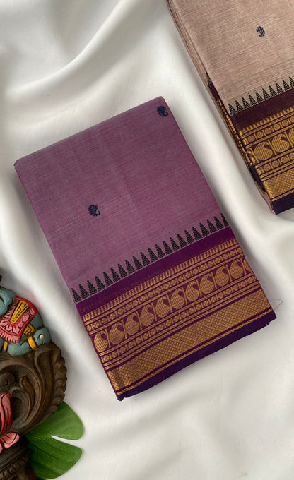 Chettinad Cotton Saree -  Mauve tone and Dark Purple shade