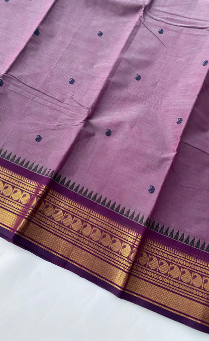 Chettinad Cotton Saree -  Mauve tone and Dark Purple shade
