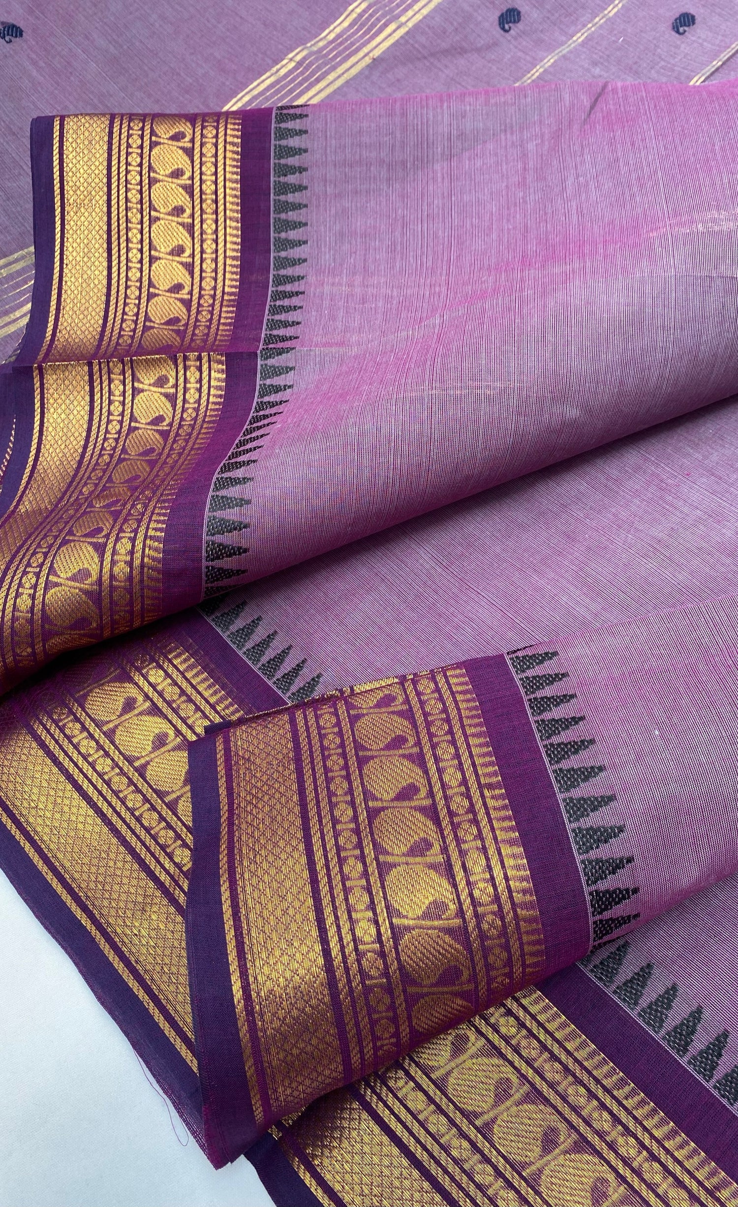 Chettinad Cotton Saree -  Mauve tone and Dark Purple shade