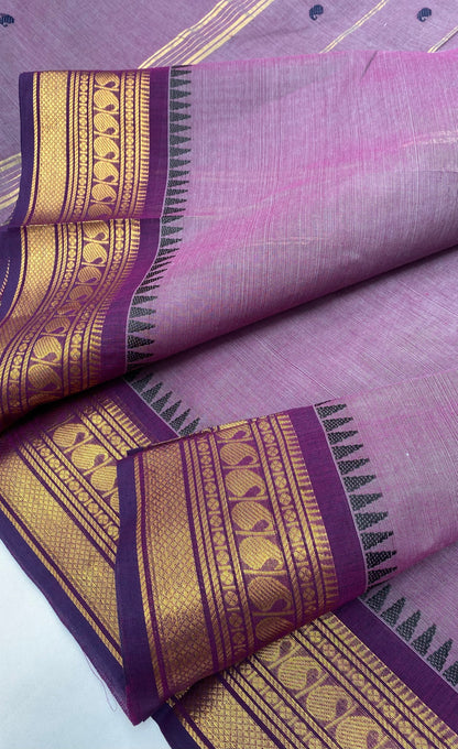 Chettinad Cotton Saree -  Mauve tone and Dark Purple shade
