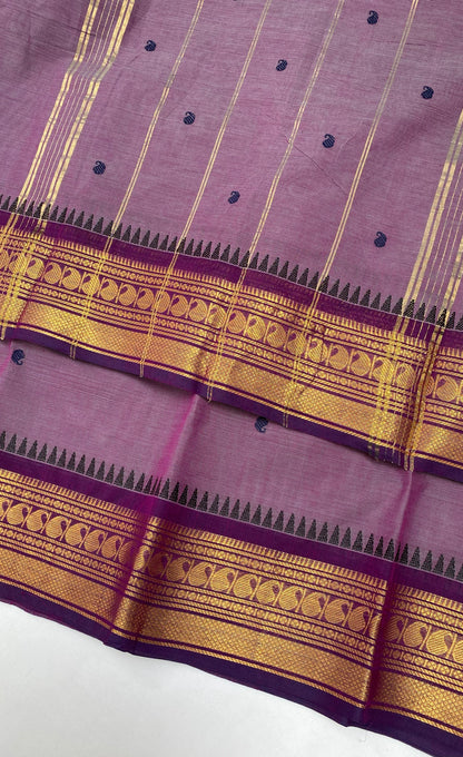 Chettinad Cotton Saree -  Mauve tone and Dark Purple shade