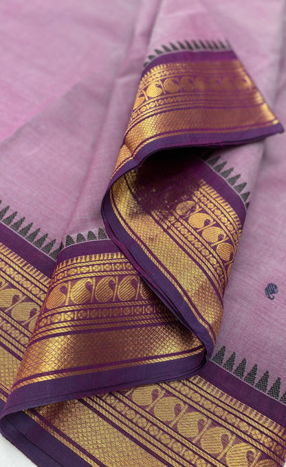 Chettinad Cotton Saree -  Mauve tone and Dark Purple shade