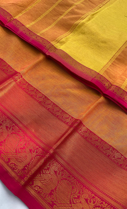 Chettinad Cotton Saree -  Amber shade and Pink tone