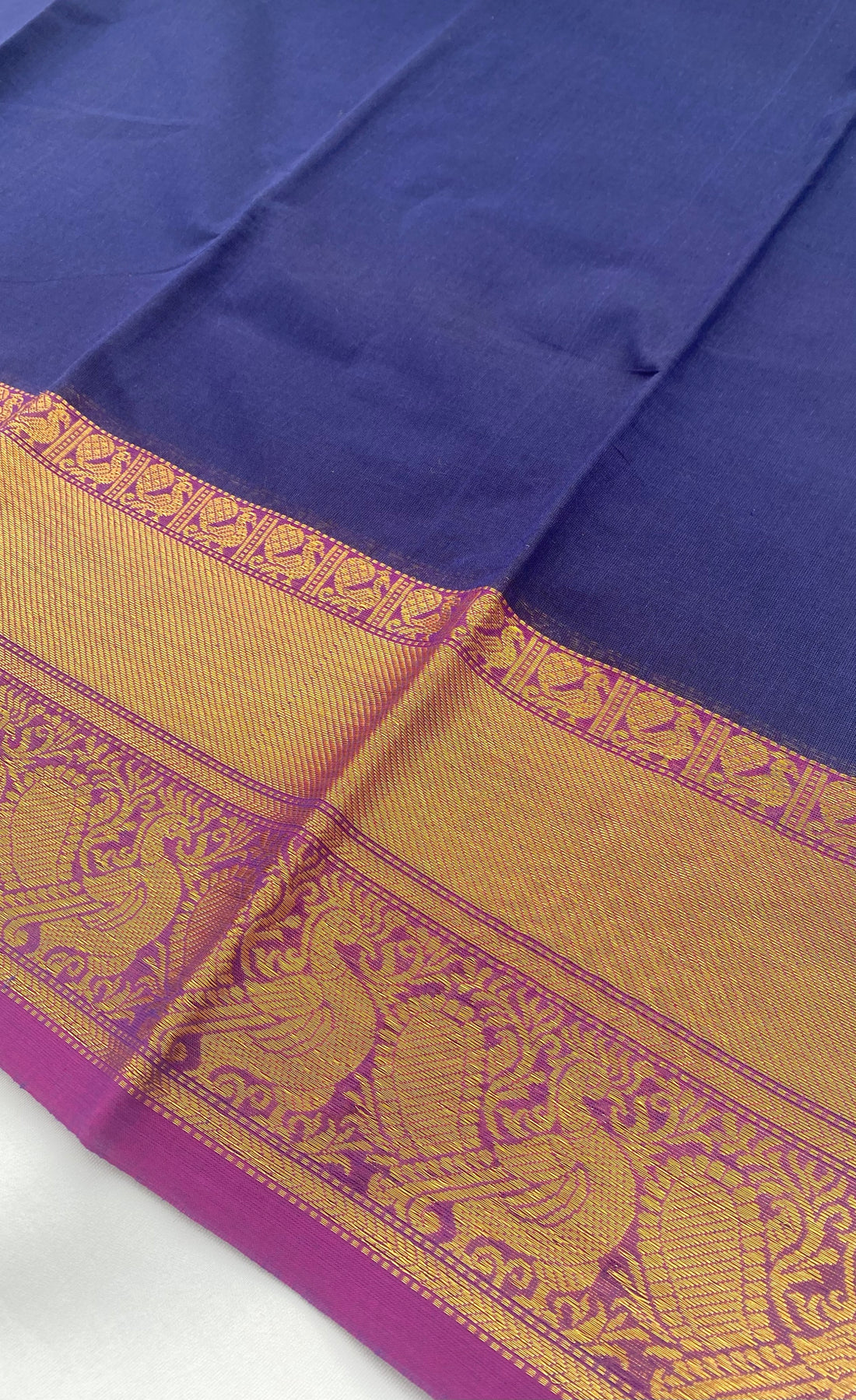 Chettinad Cotton Saree -  Navy blue tone and Purple shade