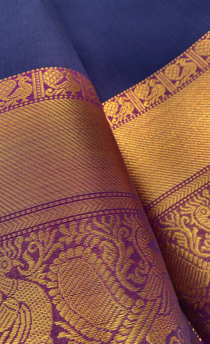 Chettinad Cotton Saree -  Navy blue tone and Purple shade