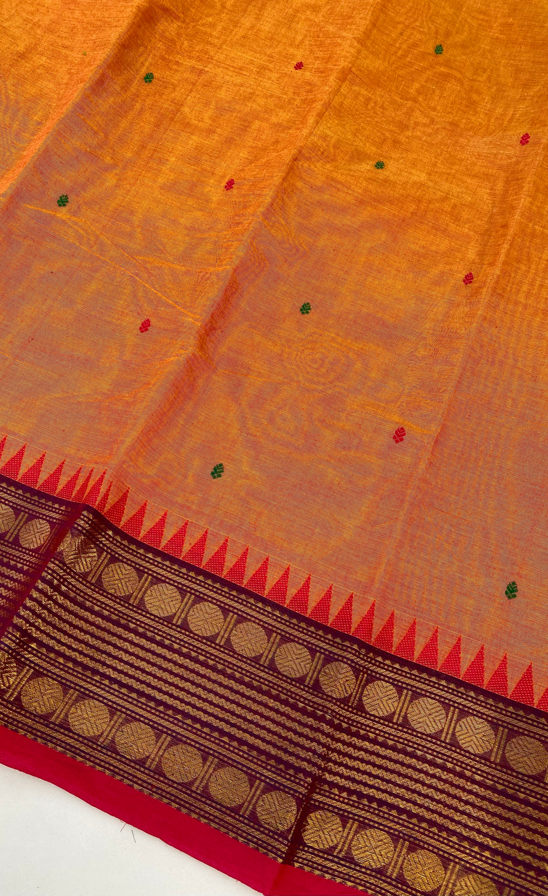 Chettinad Cotton Saree -  Two-tone Amber and Purple shade