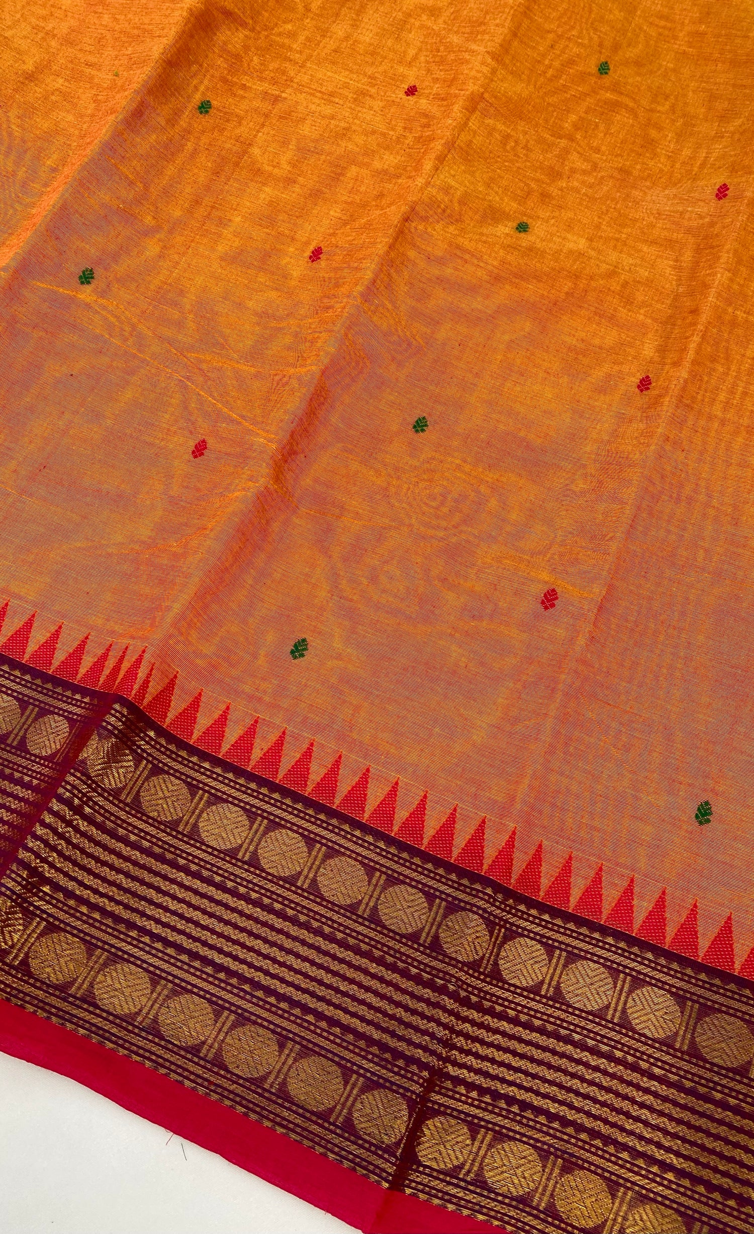 Chettinad Cotton Saree -  Two-tone Amber and Purple shade