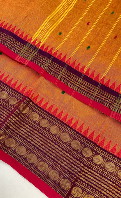 Chettinad Cotton Saree -  Two-tone Amber and Purple shade