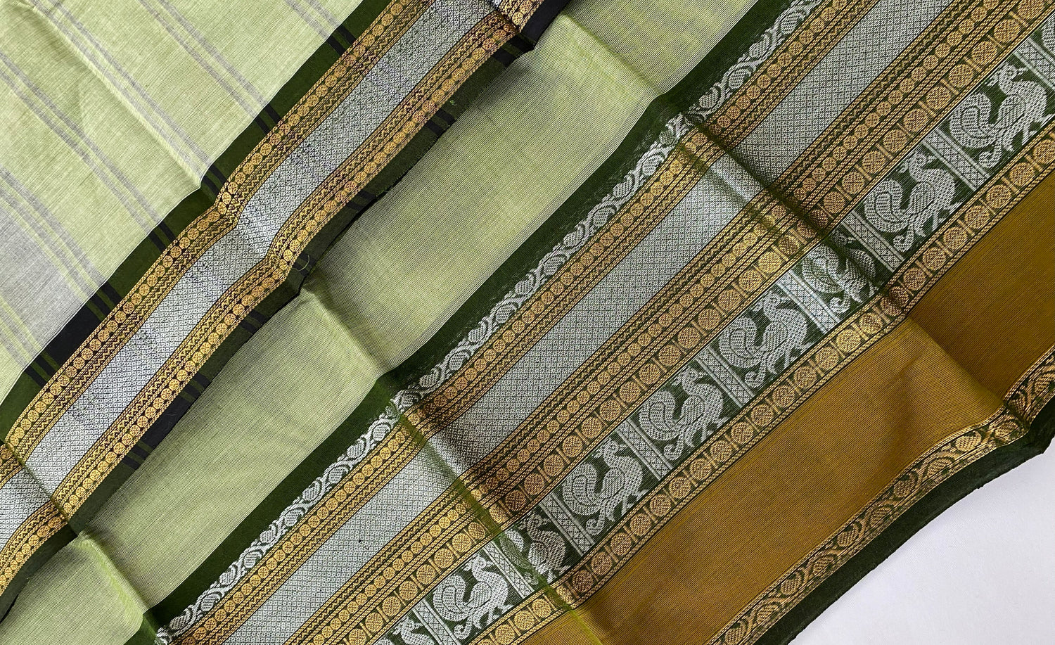 Chettinad Cotton Saree -  Leafy green tone and Deep green shade