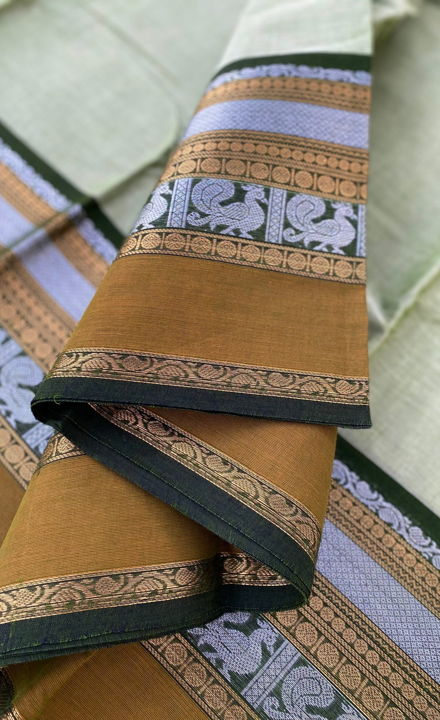 Chettinad Cotton Saree -  Leafy green tone and Deep green shade