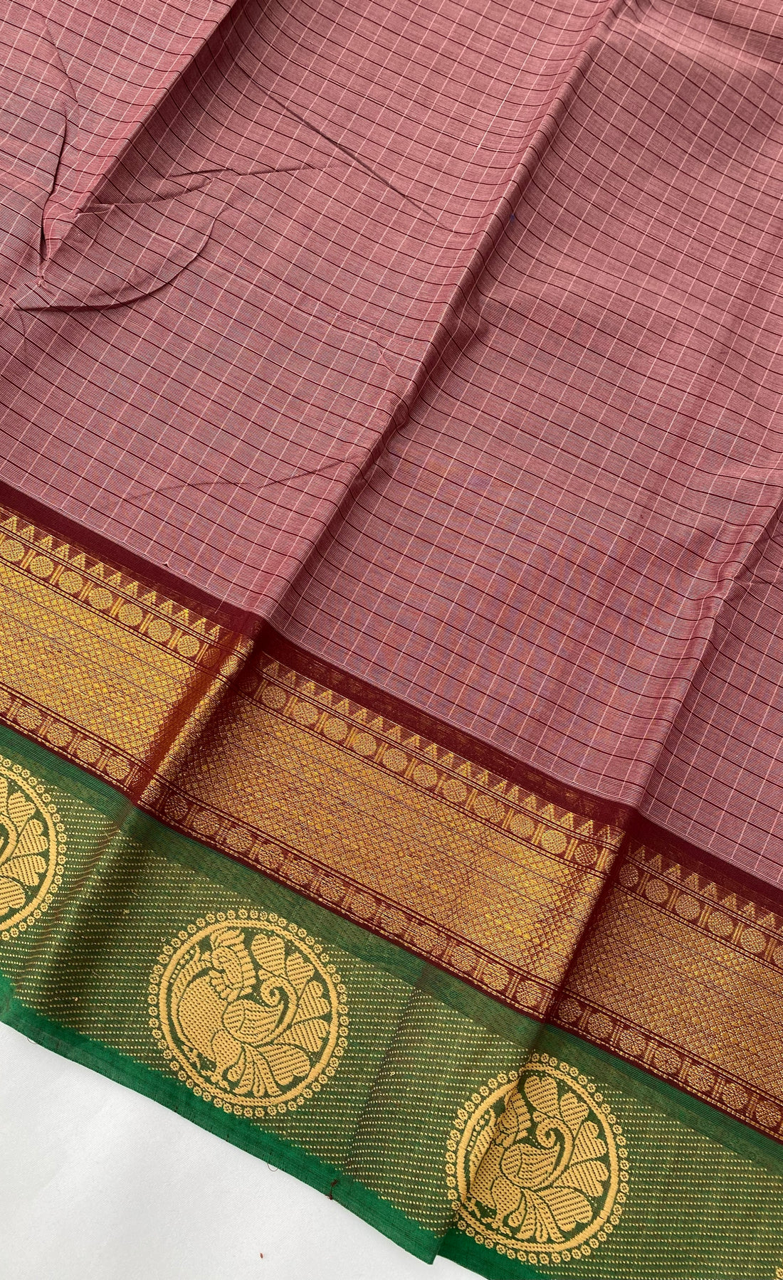 Chettinad Cotton Saree - Mauve tone and Deep green shade