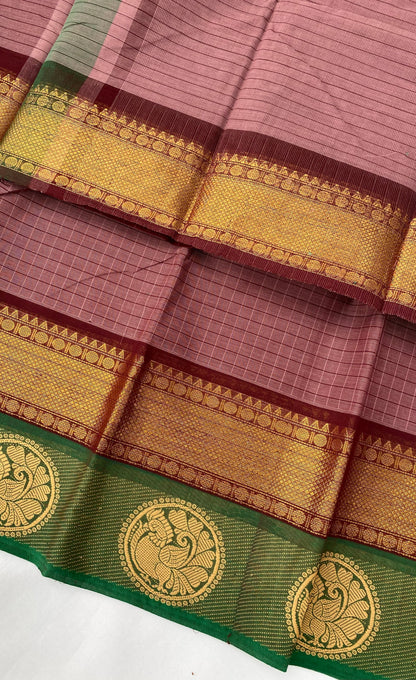 Chettinad Cotton Saree - Mauve tone and Deep green shade