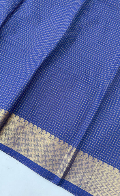 Chettinad Cotton Saree - Ink blue shade and Gold tone