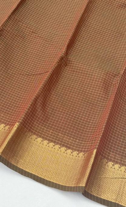 Chettinad Cotton Saree - Brown shade and Gold tone