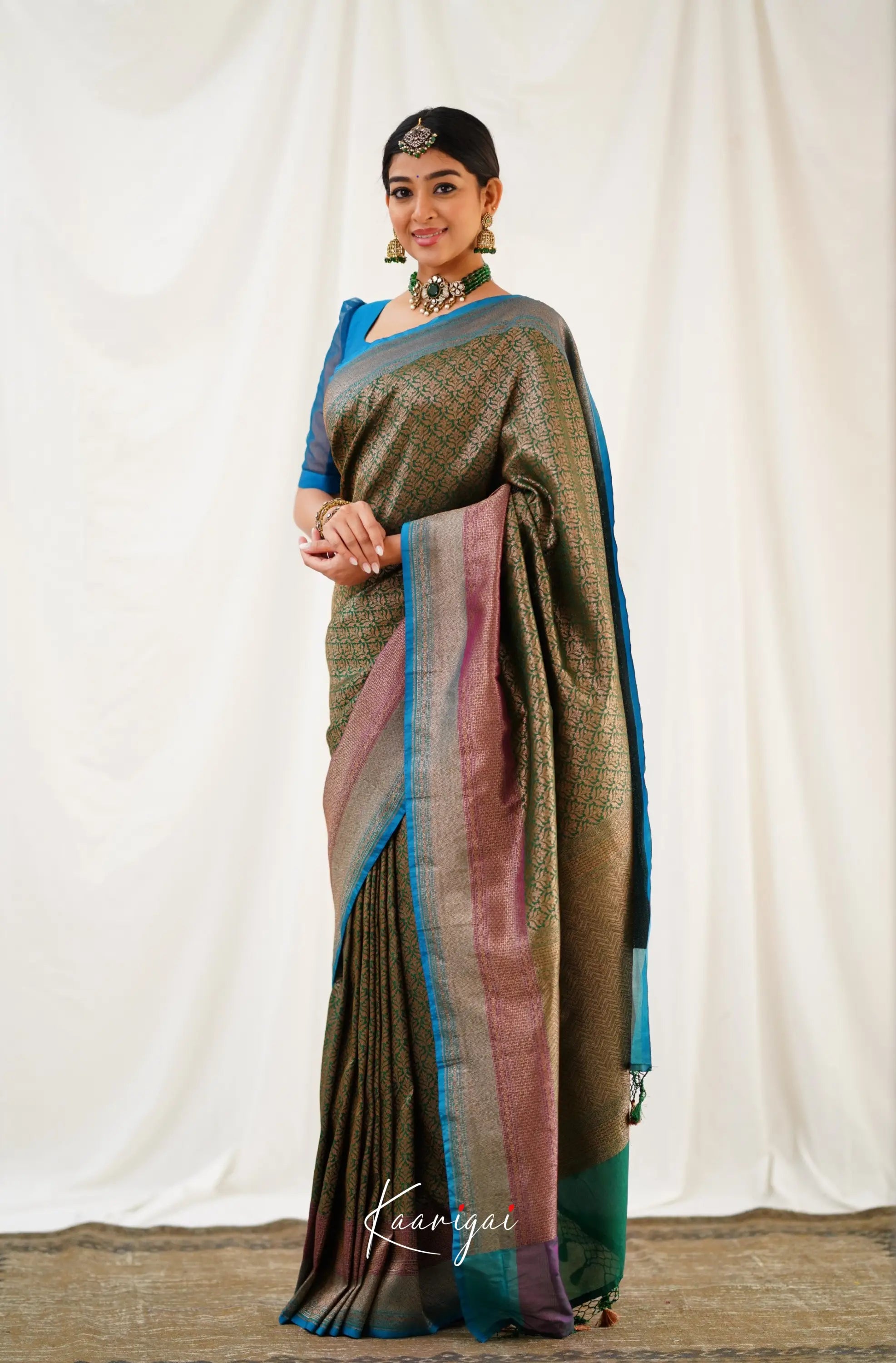 Antara Banarassi Silk Saree - Dark Green Sarees